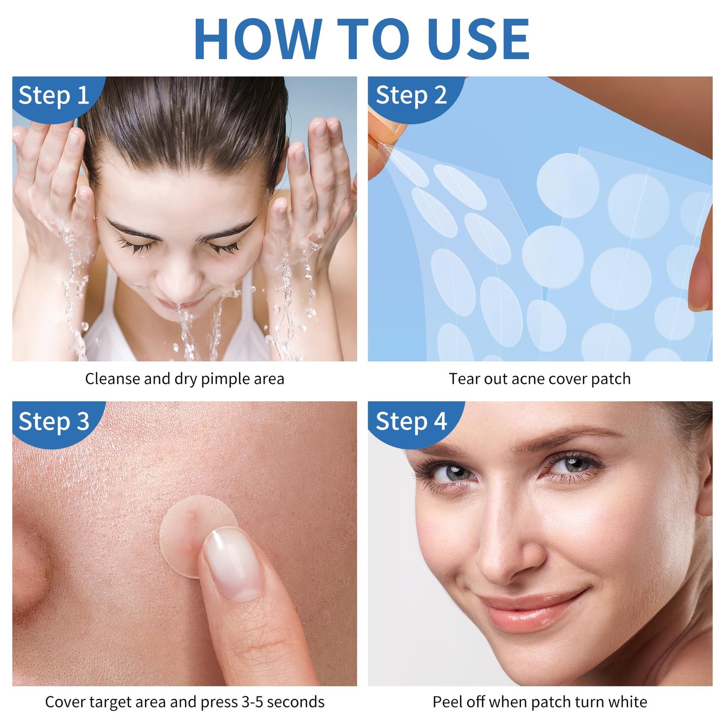Daolyo Pimple Patches for Face - 3 Size 510 Counts Hydrocolloid Acne Patches for Covering Zits and Blemishes, Spot Stickers with Salicylic Acid, Tea Tree Oil & Calendula Oil(8mm,10mm,12mm)