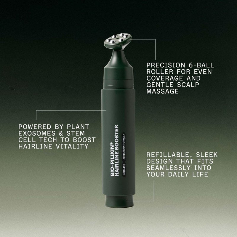 Scandinavian Biolabs Bio-Pilixin® Hairline Booster (Unisex) | Exosome Hairline Activation Formula with Massaging Rollerball Applicator for Hairline Longevity, 15 mL/ 0.5 oz