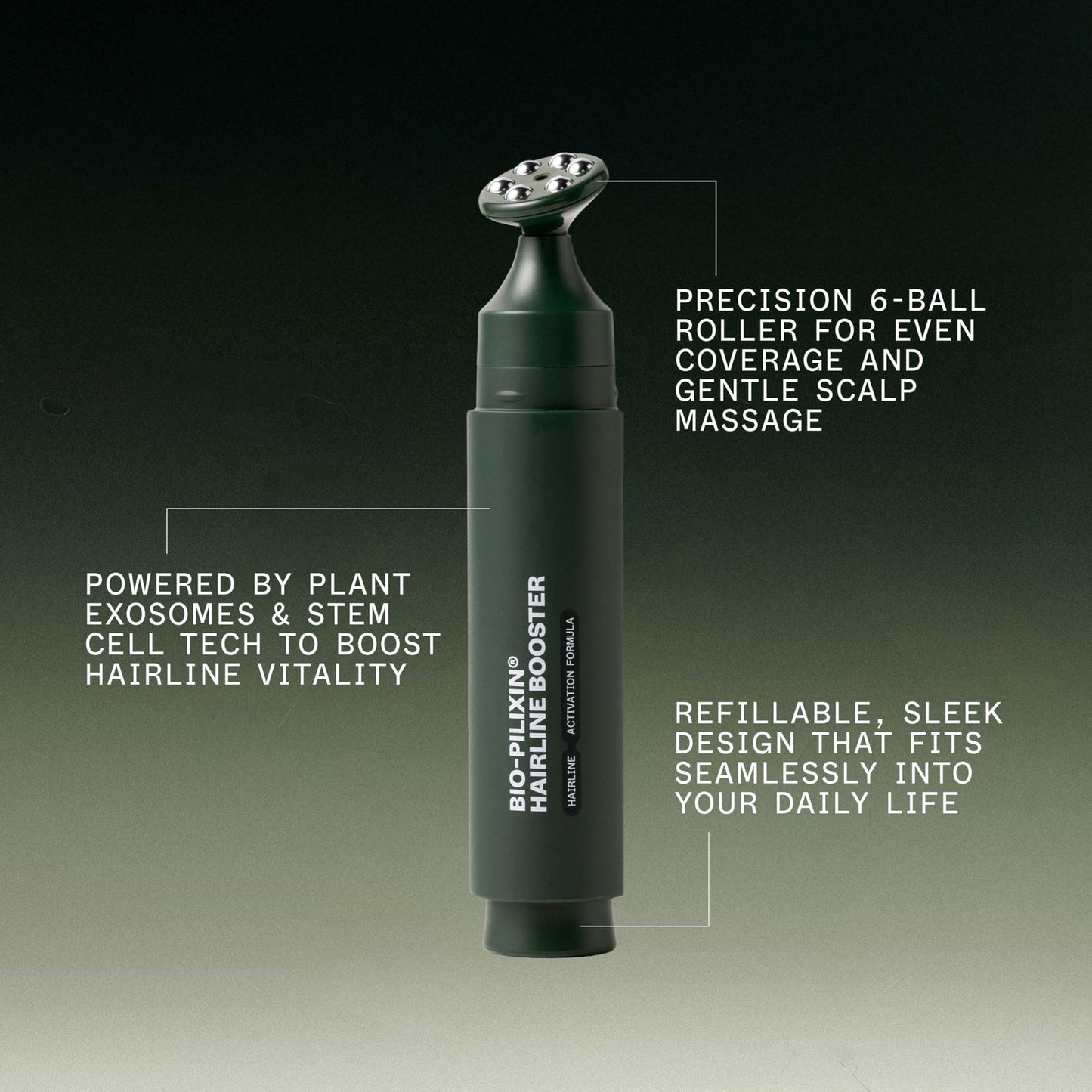 Scandinavian Biolabs Bio-Pilixin® Hairline Booster (Unisex) | Exosome Hairline Activation Formula with Massaging Rollerball Applicator for Hairline Longevity, 15 mL/ 0.5 oz