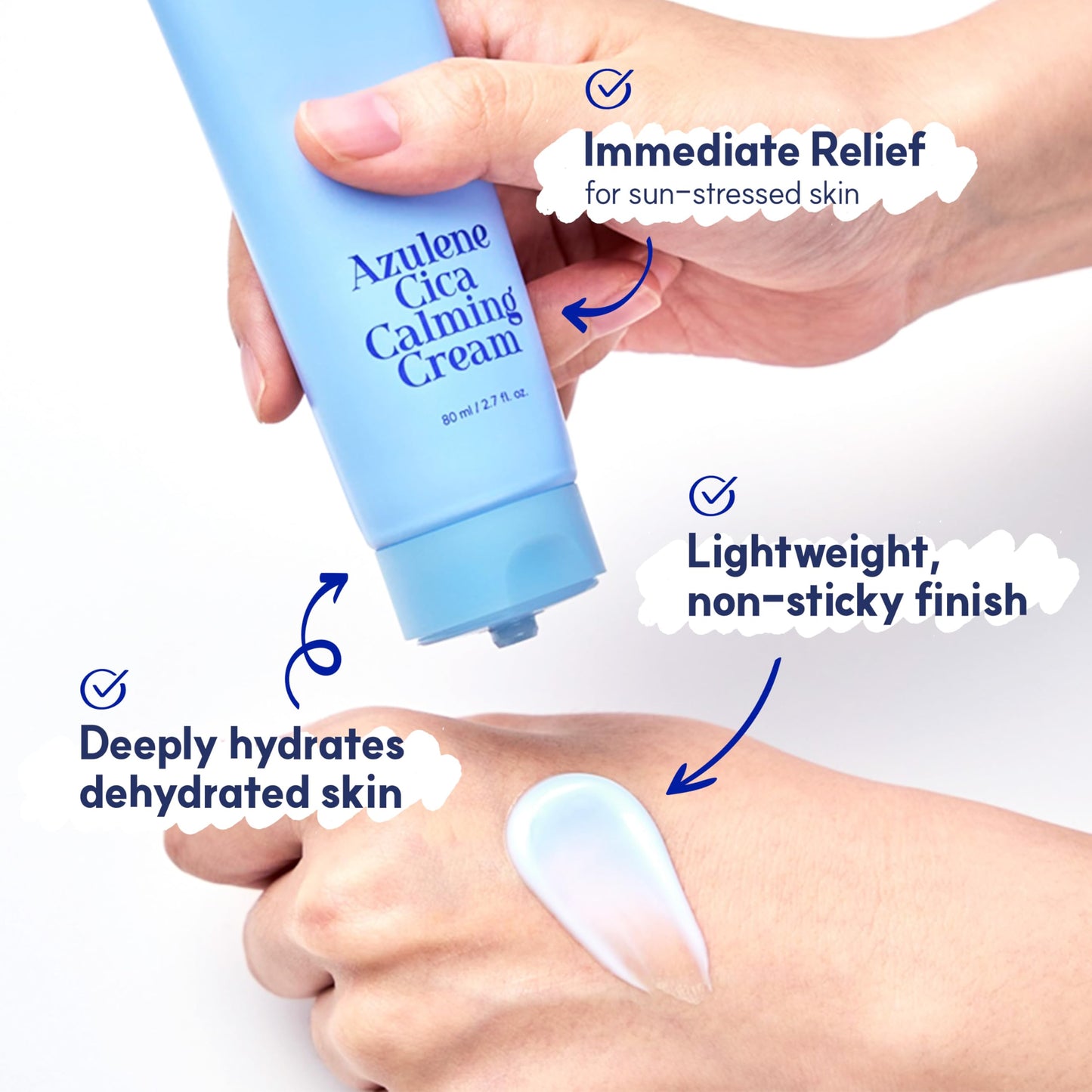 AFTERLAB Azulene CICA Calming Cream, Sensitive Skin Moisturizer for Men & Women, Soothing Hydration for Redness-Prone Skin, After-Shave Comfort, 2.7 fl.oz/ 80ml