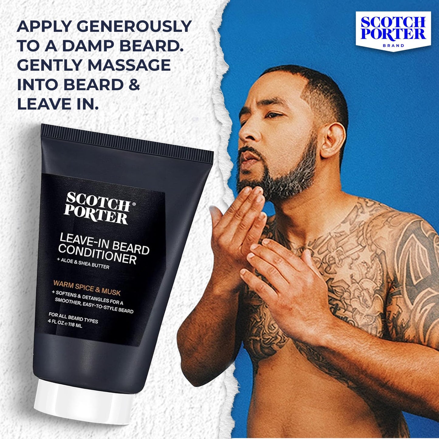 Scotch Porter Restorative Leave-In Beard Conditioner – Deep Conditioning Softener with Lightweight Feel, Reduces Frizz & Provides Long-lasting Hydration & Shine to Dull, Dry, Coarse Beards – 4 oz.