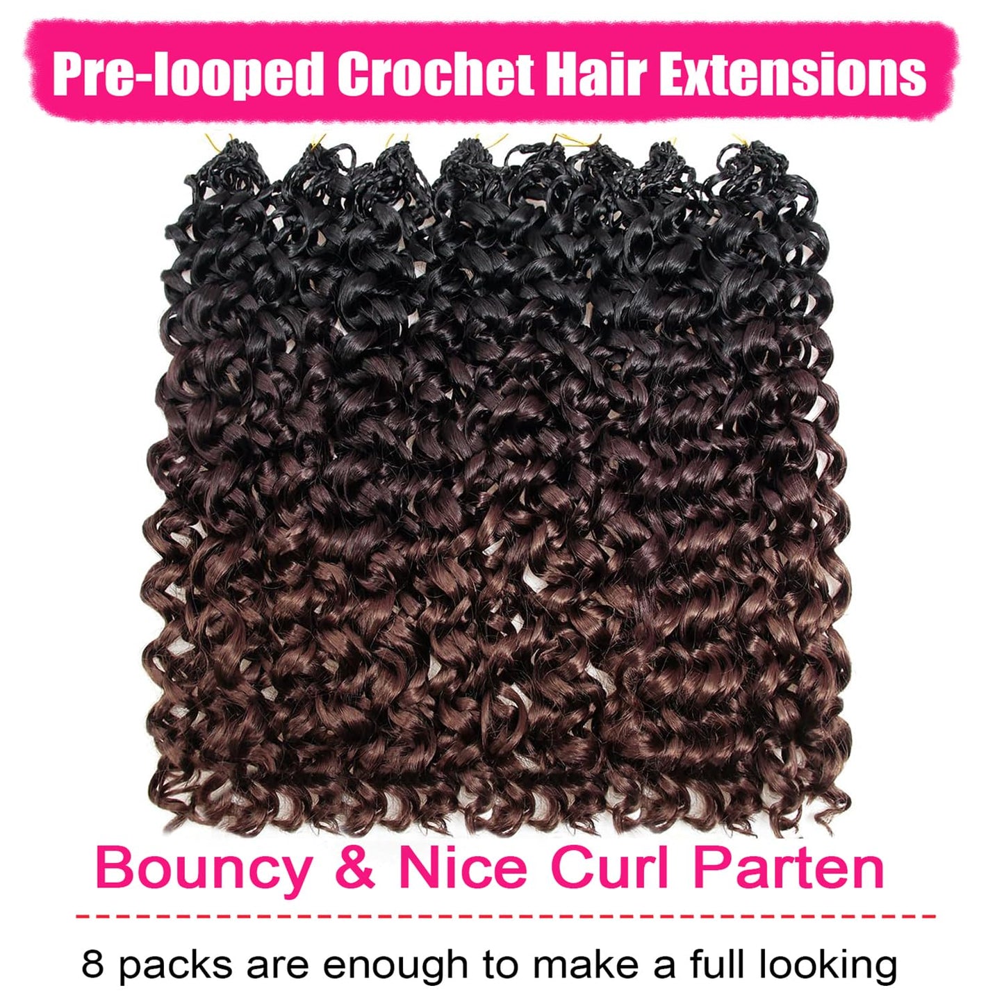 GoGo Curl Crochet hair 8 Packs Curly Crochet Hair for Women 18Inch 1B/4/30