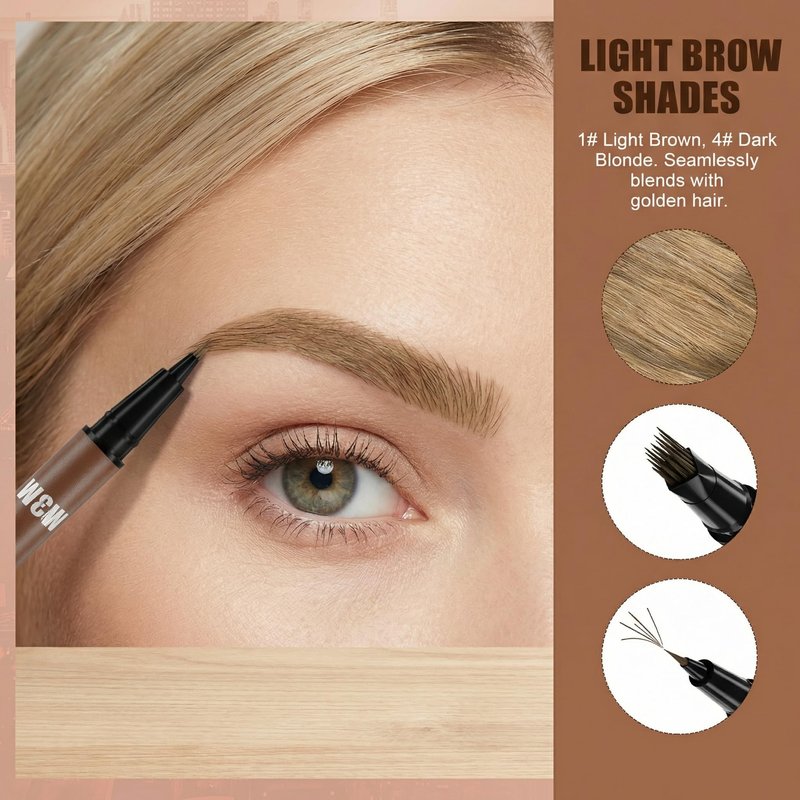 YeMoMo 4D Double-Ended Eyebrow Pen, Hair-Like Brush Tip, Waterproof Brow Tint with Soft Nib, Available in 5 Natural Colors (4#Black Brown)