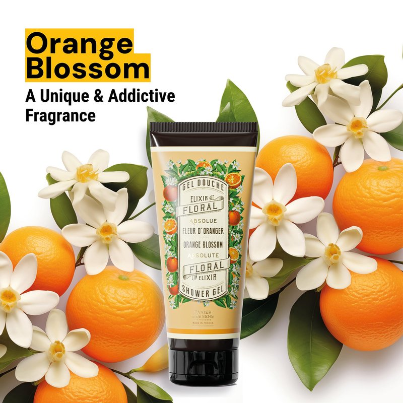 Panier des Sens - Orange Blossom Moisturizing Body Wash for Women & Men - Gentle Shower Gel 95% Natural Ingredients for Normal, Sensitive Skin - Body Care Made in France, SLS Free, Vegan - 2x6.8 Floz