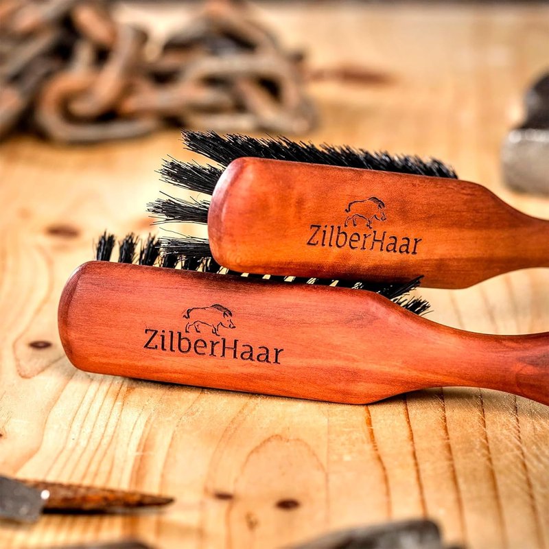 ZilberHaar Beard Brush - Soft Boar Bristles for Grooming | Promotes Growth & Straightens Beards