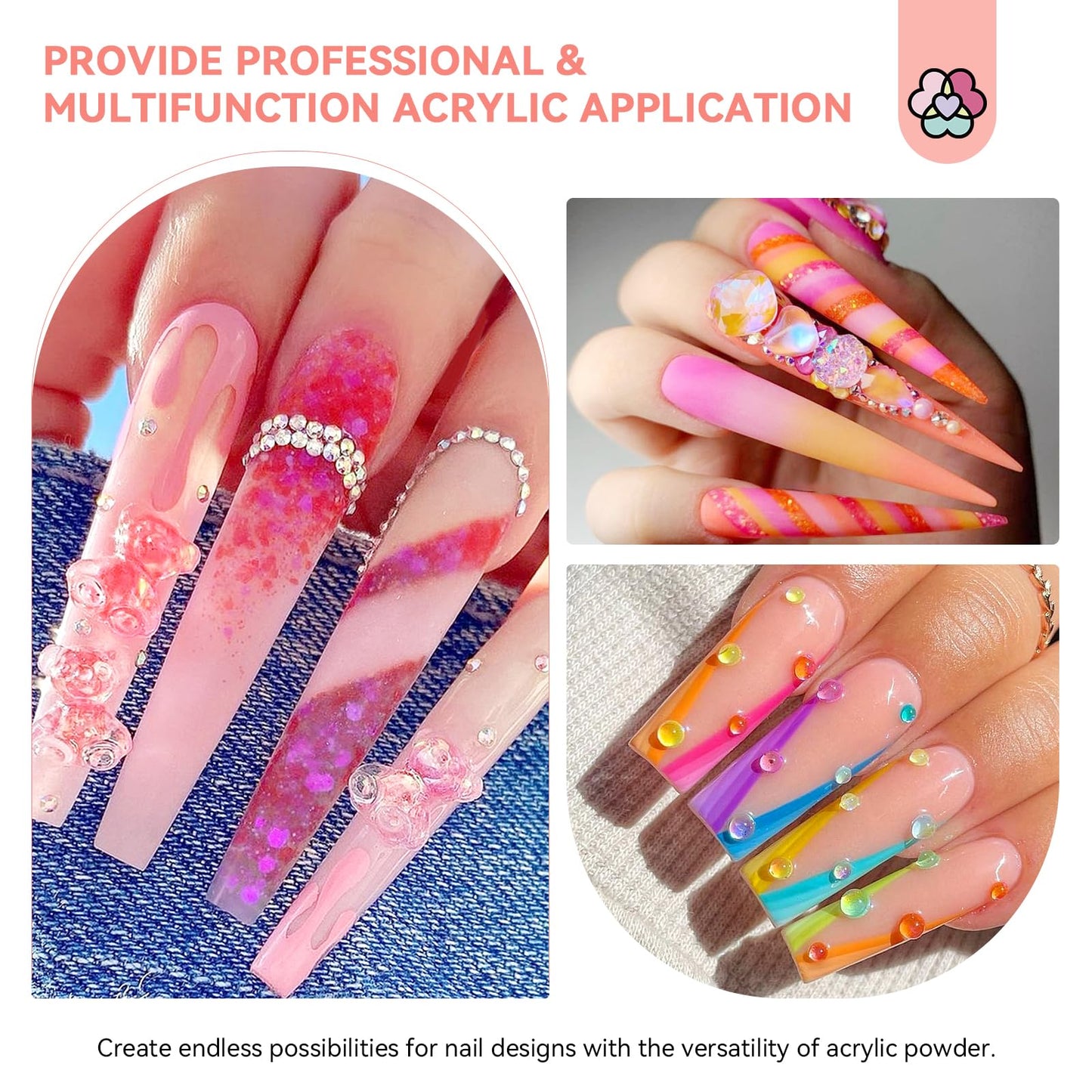 SAVILAND Acrylic Nail Set – 10 Colors Glitter Nudes Acrylic Powder and Acrylic Liquid Acrylic Nail Brushes Nail From Dappen Dish Cuticle Oil Manicure Tools for Acrylic Application at Home & Salon Use