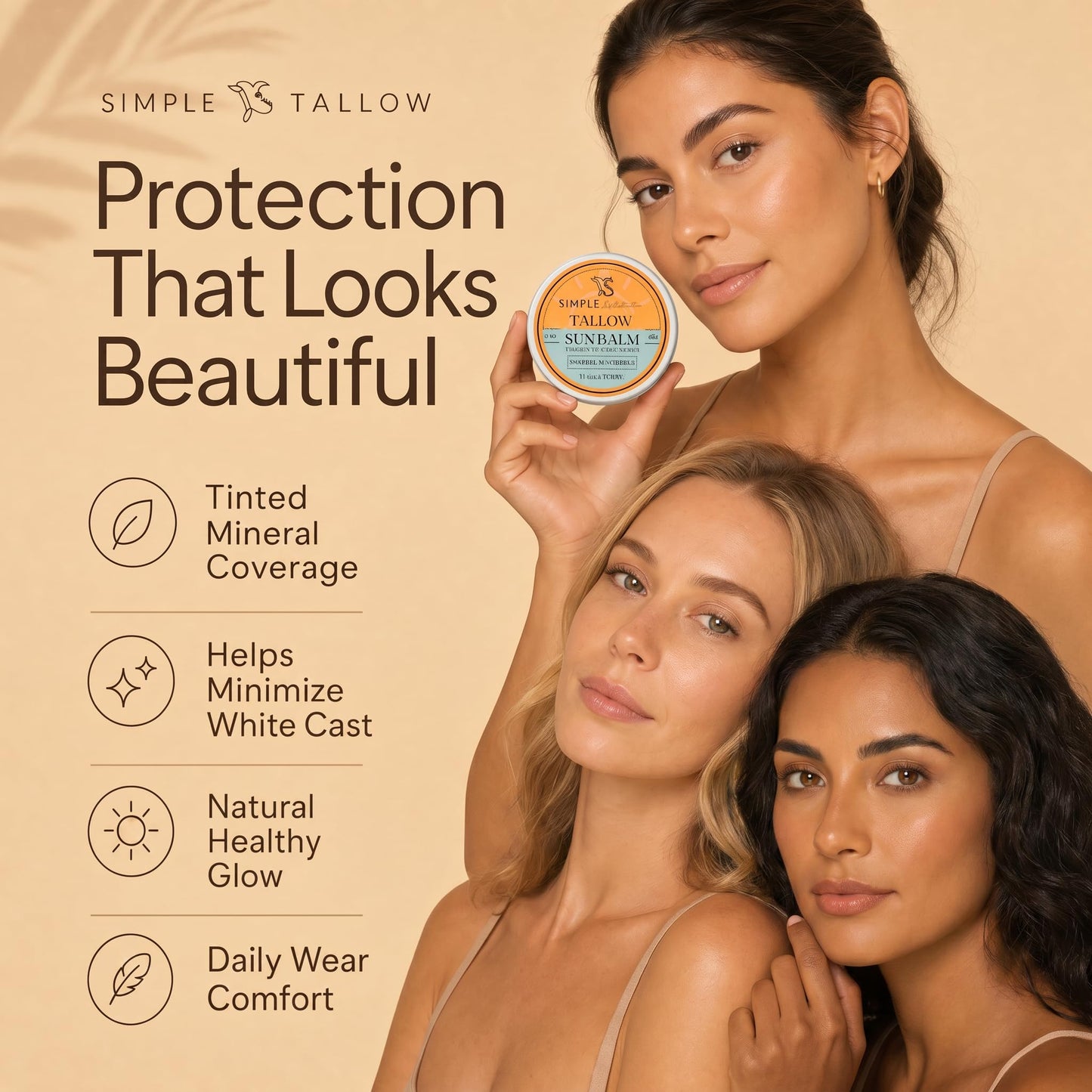 Tinted Mineral Sunscreen SPF 50+ for Face | Zinc Oxide with Grass-Fed Beef Tallow | Reef Safe Daily Facial Sunscreen | Anti-aging with CoQ10+Resveratrol, No White Cast, Sensitive Skin | 2 oz (Fair)