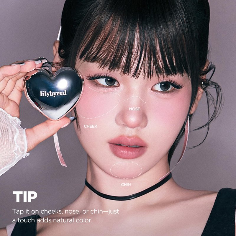 lilybyred Luv Beam Cheek Mousse | Heart-Shaped Korean Cream Blush, Airy Soft-Matte Texture, Soft-Focus & Pore-Blurring Finish, Seamless Buildable, Natural Flush, 0.13 oz. (04 Taro Mousse)