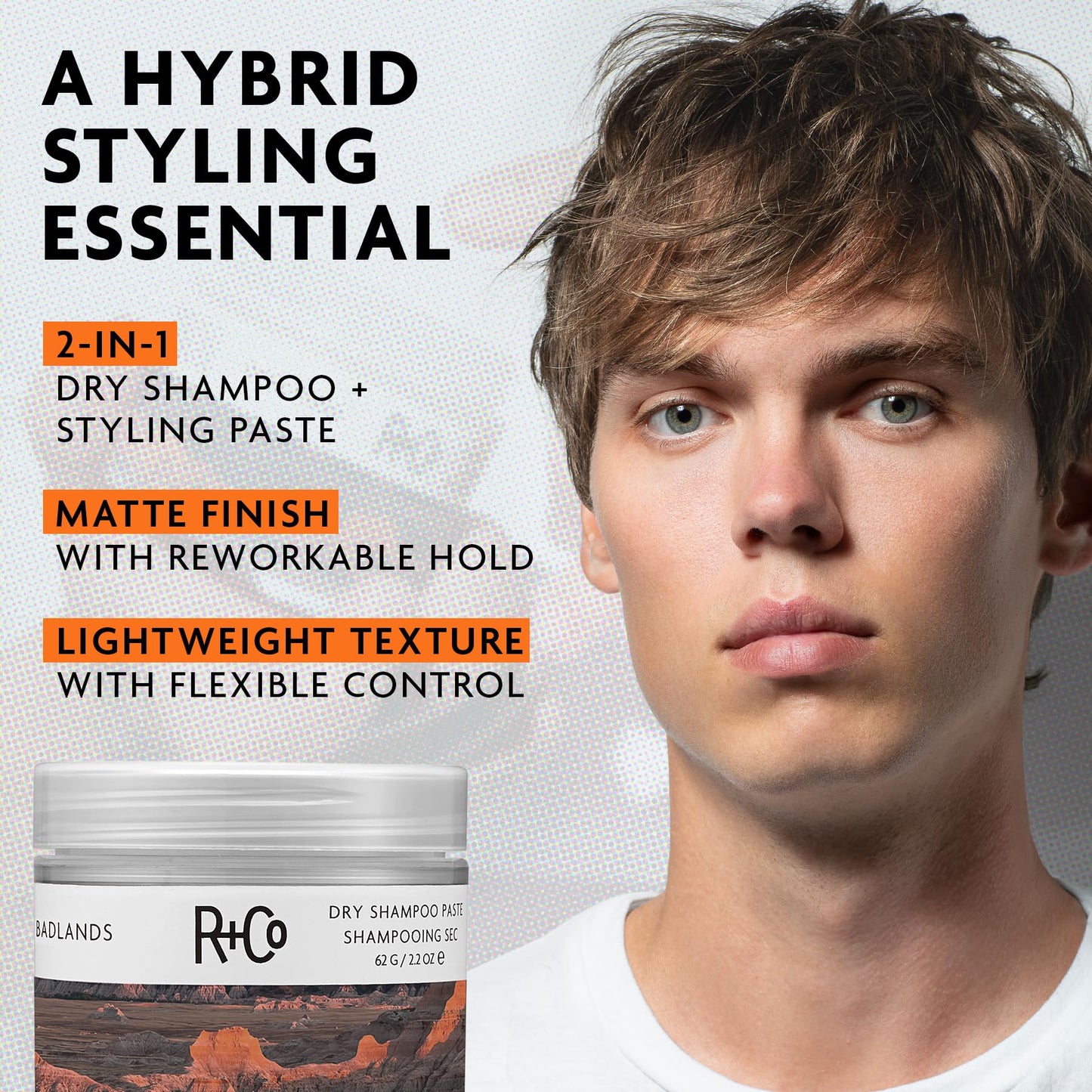 R+Co Badlands Dry Shampoo Paste – 2-in-1 Styling Paste & Dry Shampoo, Adds Volume, Absorbs Oil, Matte Texture for Second-Day Hair, Relative Paradise Fragrance, 2.2 Oz - 3 Pack