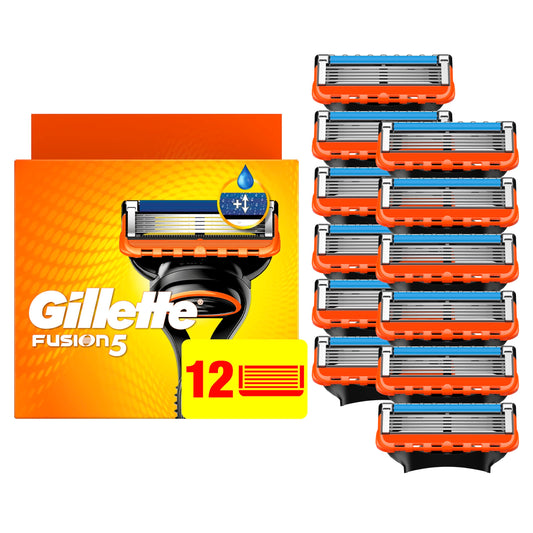 Gillette Fusion5 5-Blade Mens Razor Blade Refills, 12 Count, with Precision Trimmer