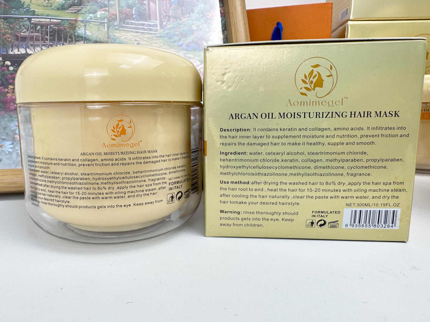 Aomimegel Collagen Hair Mask,Deep Repair Conditioning Argan Oil Hair Mask for Damaged Hair Treatment, Deep Conditioner Hydrating Hair Masque for All Hair Types 10.15 oz 300ml