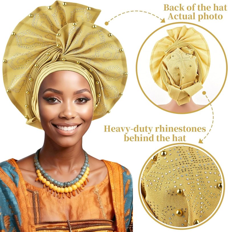 African Gele Head Wrap for Women - Elegant Nigerian Turban for Weddings & Events | Versatile Styles