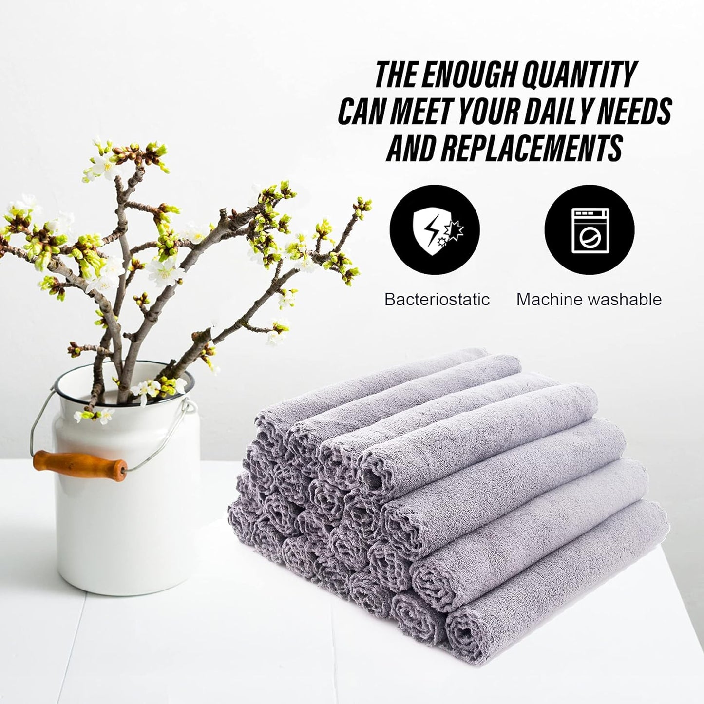 Ultra Soft Premium Washcloths Set - Highly Absorbent Coral Velvet - 12 x 12 Inches | 72 Pack in Light Grey