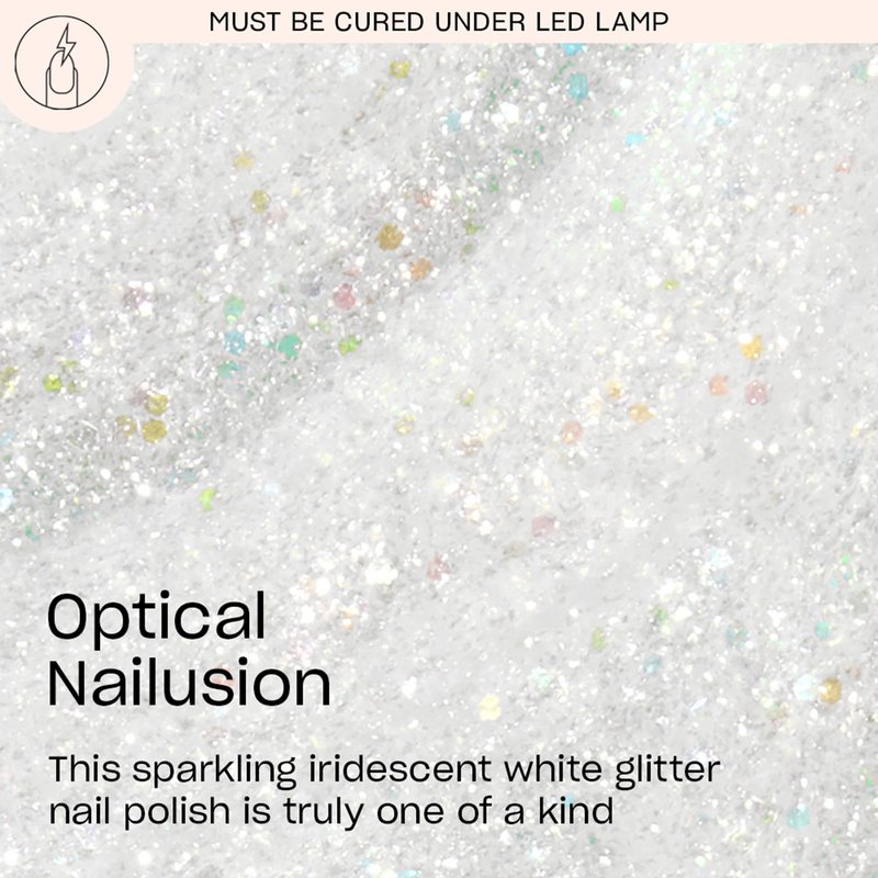 OPI GelColor Optical Nailusion | Opaque Bright Iridescent White Glitter LED Cure Gel Nail Polish | Salon-Quality Shine, Long-Lasting Wear | Vegan & HEMA Free | 0.5 Fl Oz