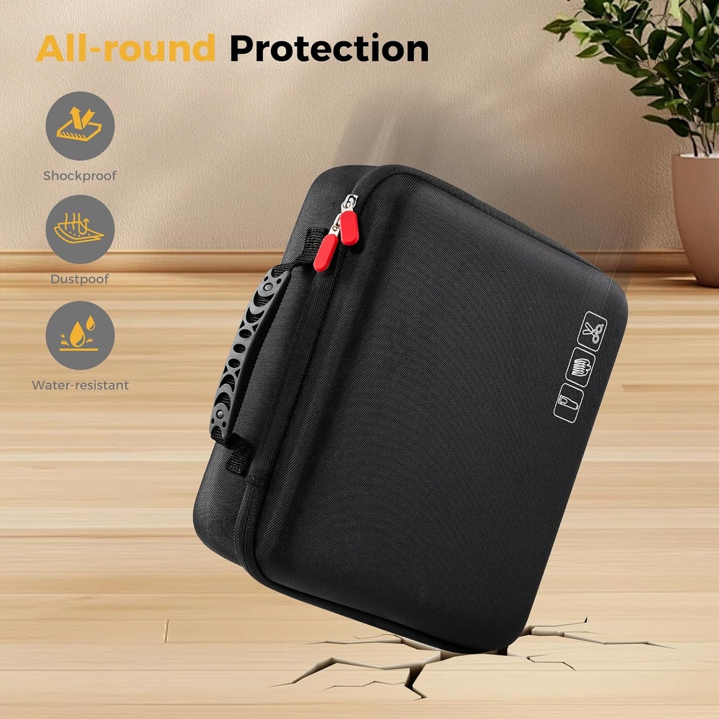 ProCase Hard Barber Accessories Case - Travel Bag for 3-4 Hair Clippers & Supplies | Portable Organizer in Black