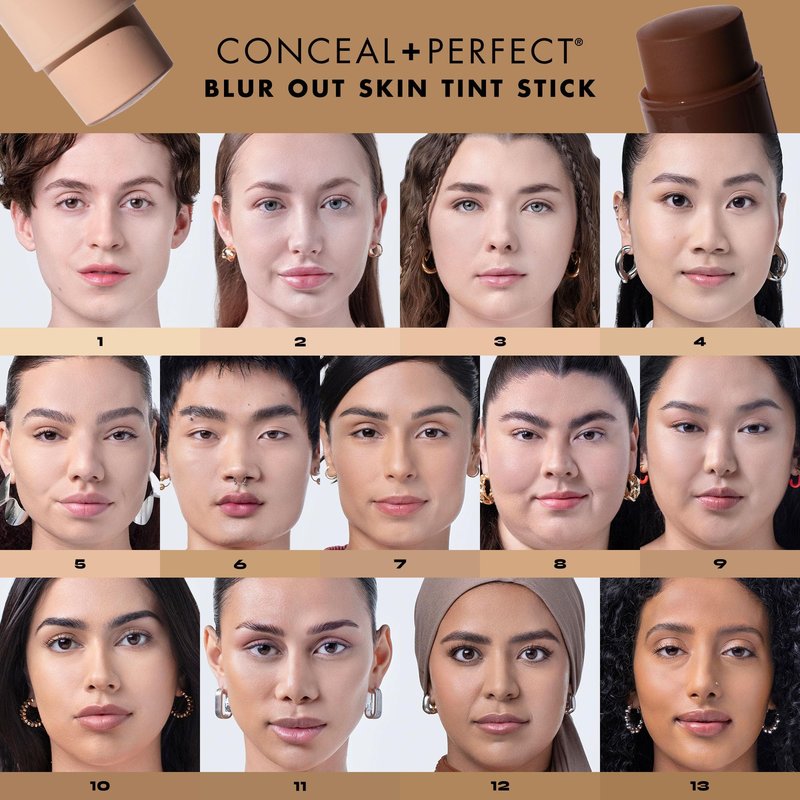 Milani Conceal + Perfect Blur Out Skin Tint Stick - Light to Medium Coverage Tinted Moisturizer Stick with Vitamin C & E - Soft Matte, Pore Blurring Natural Finish 01-Very Fair Neutral