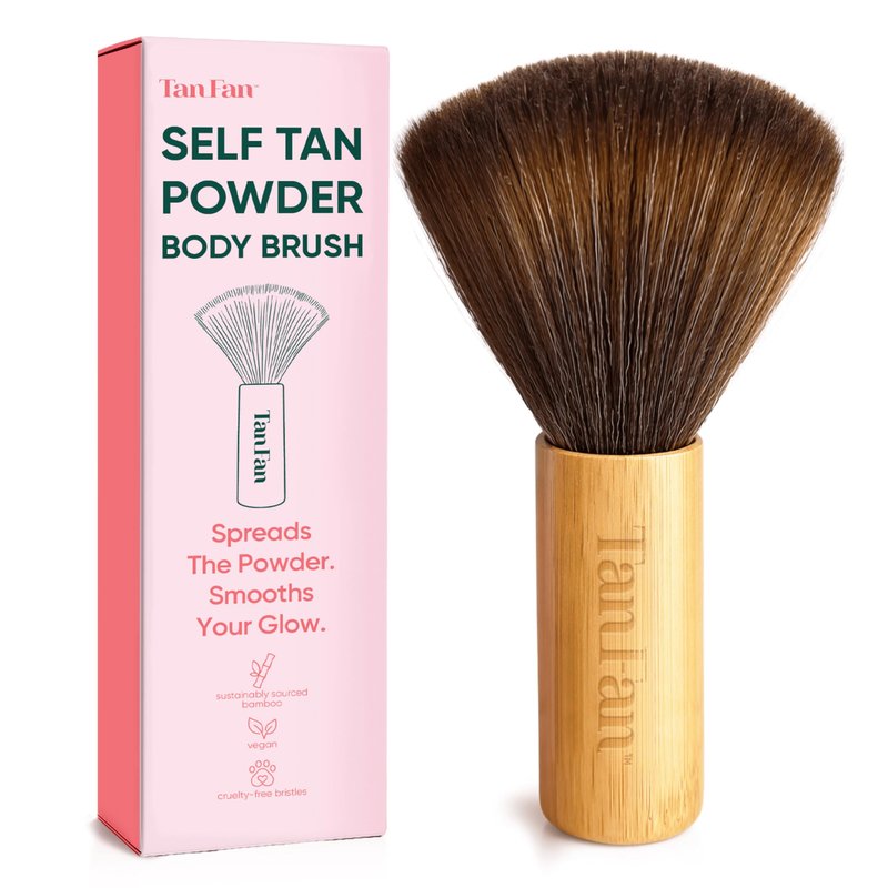 Tan Fan Self Tan Drying Powder - Stops Sticky Feeling After Sunless Tanner - 100% Vegan Talc-Free Translucent Loose Setting Powder In Shaker Bottle For Smooth Silky Skin - USA Made (Coconut 3oz)