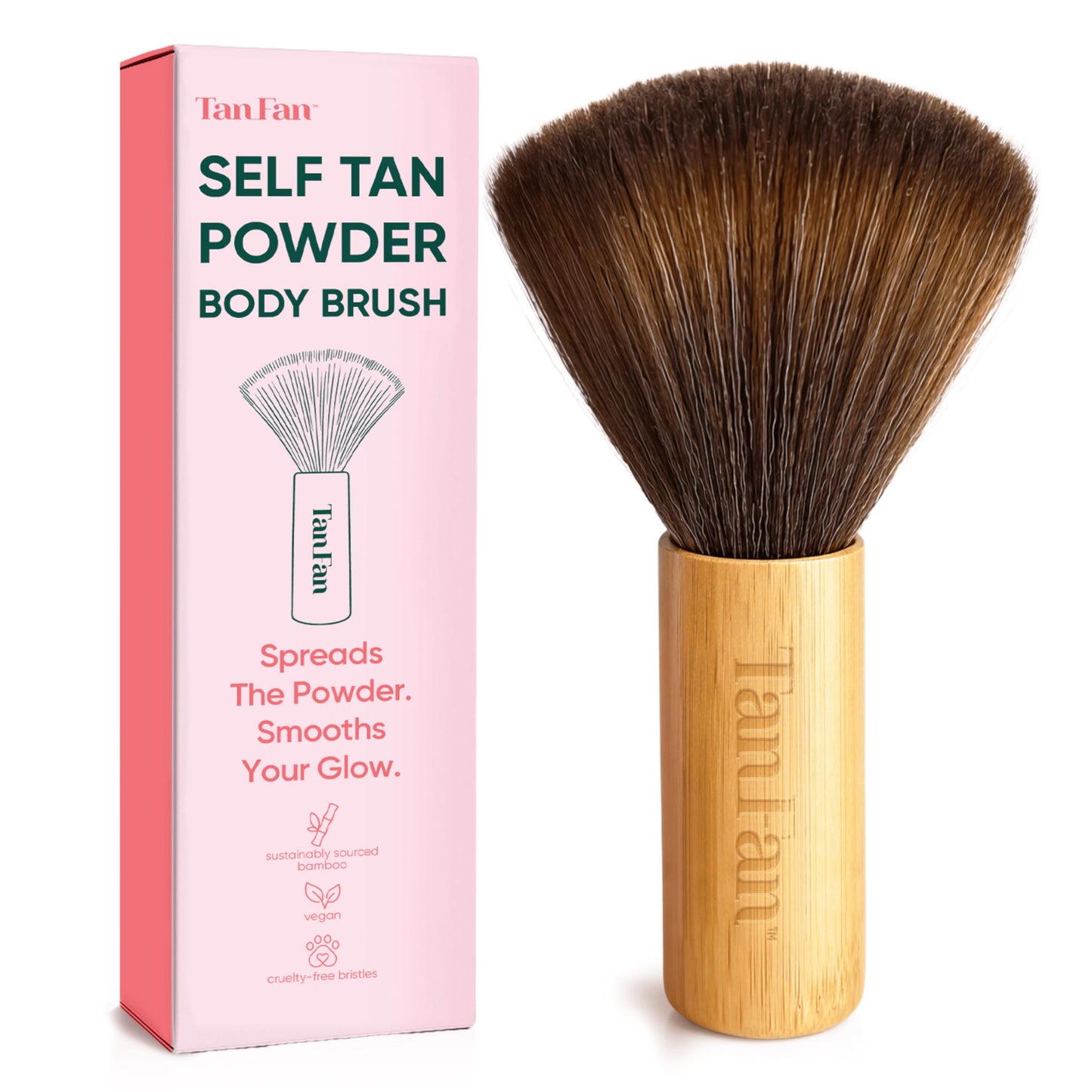 Self Tan Drying Powder Kit – Eliminates Sticky Self Tanner Feel – 100% Vegan Natural Talc-Free Light – Sets Sunless Tanner for Smooth Silky Skin w Brush & Pouch – USA Made (Coconut 3oz Setting Powder)