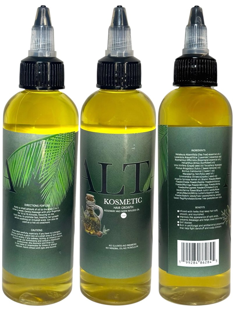 Alta Kosmetic Fast-Acting Hair Growth Oil – Infused with Rosemary & Neem