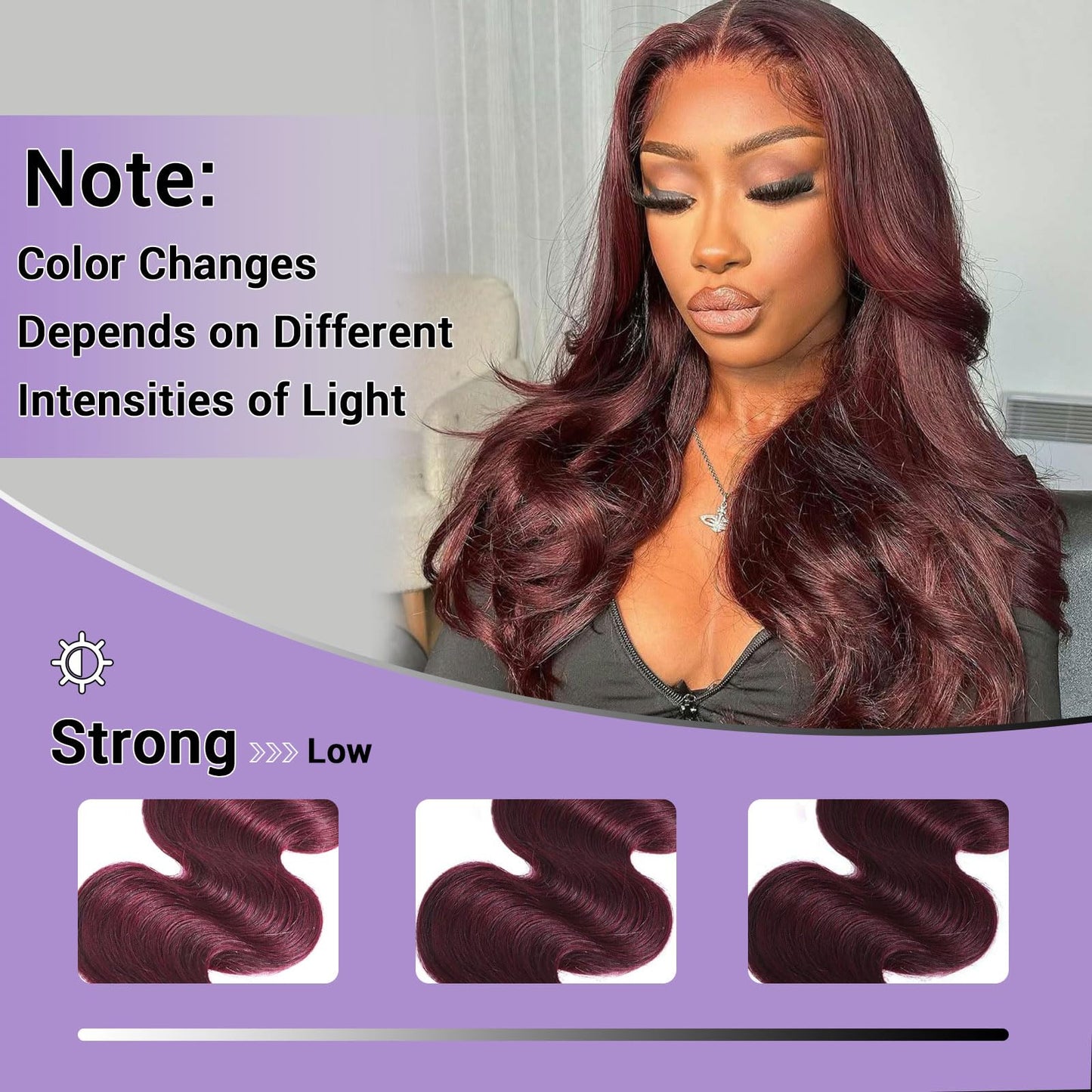 DSEKCAIN 2x6 HD Lace Closure Human Hair Body Wave 99J Burgundy Dark Red Wine Color Transparent Lace Closure 2x6 Long Deep Middle Part 100% Raw Virgin Human Hair 12 Inch 150% Density