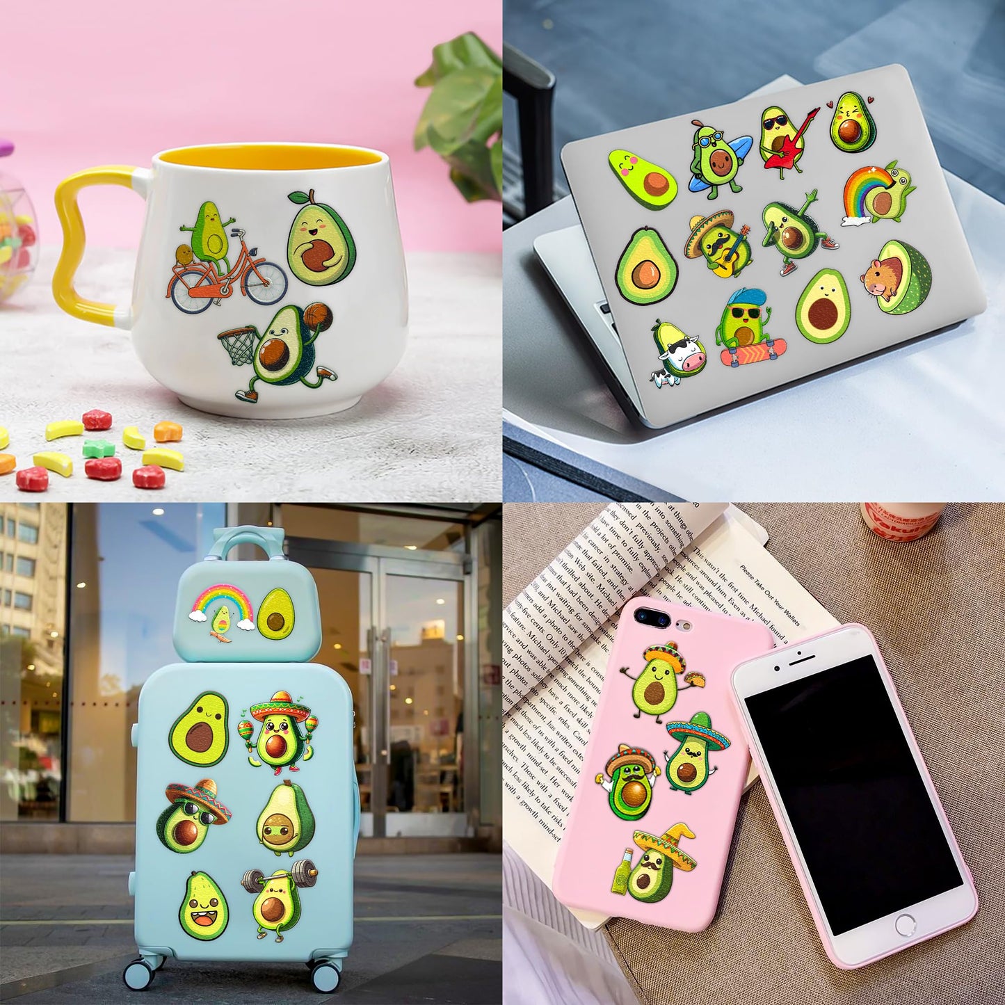 100 PCS Funny Avocado Temporary Tattoos for Kids