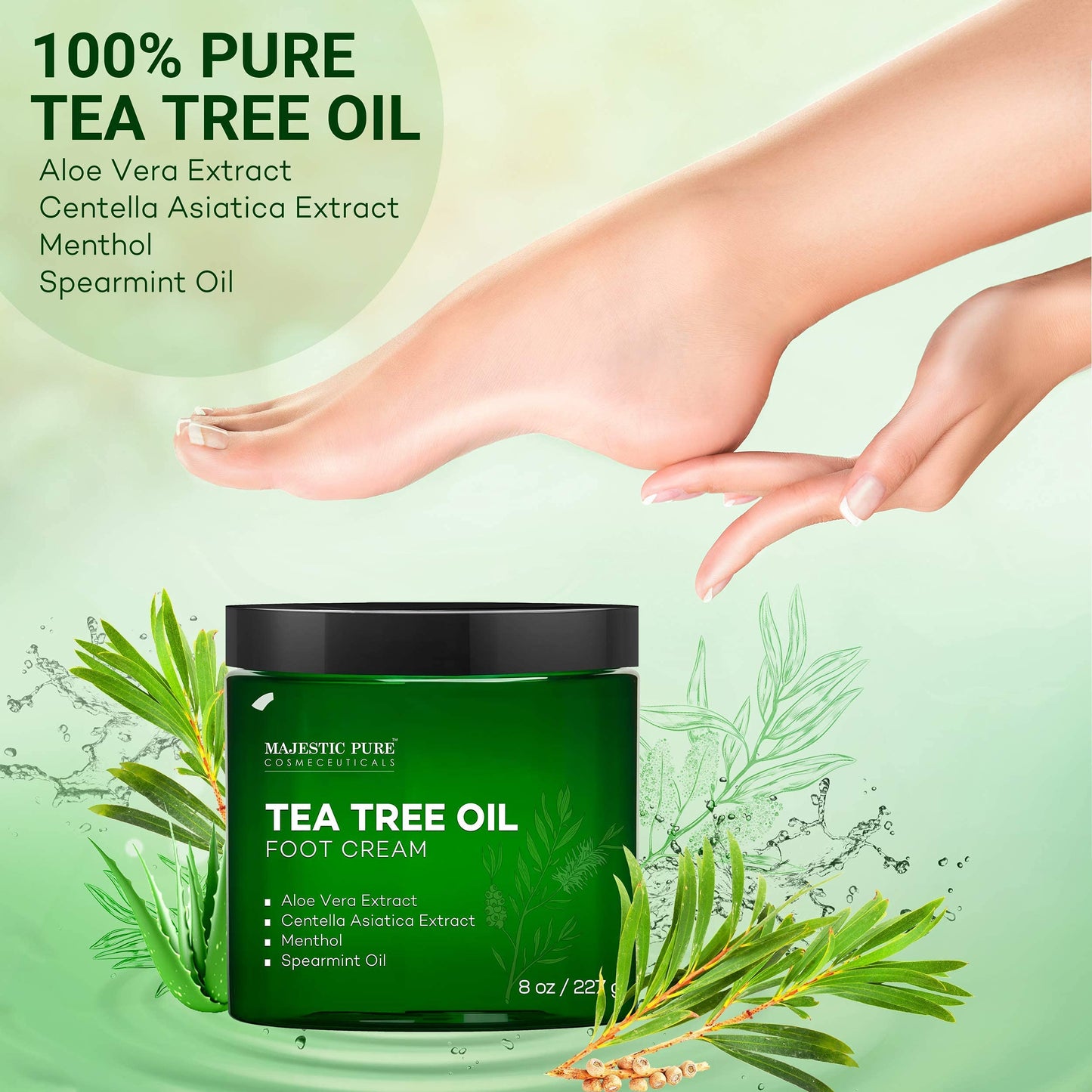 MAJESTIC PURE Tea Tree Body Wash, Tea Tree Foot Cream, & Tree Tea Face Cream Bundle