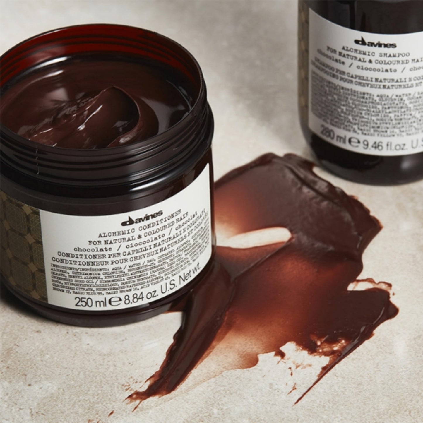Davines Alchemic Conditioner Chocolate, Color Depositing Cream for Dark Brown & Black Hair - Intensifies & Hydrates Brunette Tones with Jojoba Oil, 8.45 Fl Oz