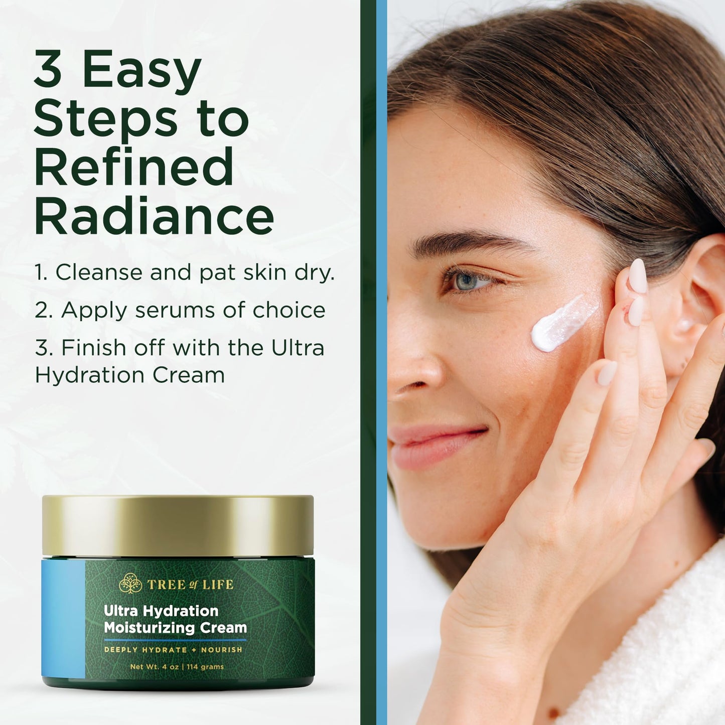 Tree of Life Beauty Moisturizer Face Cream, Dermatologist-Tested Ultra Hydrating Anti-Aging Cream, Reduces Dark Spots & Fine Lines, Brightens for Firmer, Smoother Skin, Non-Greasy, 4 Fl Oz