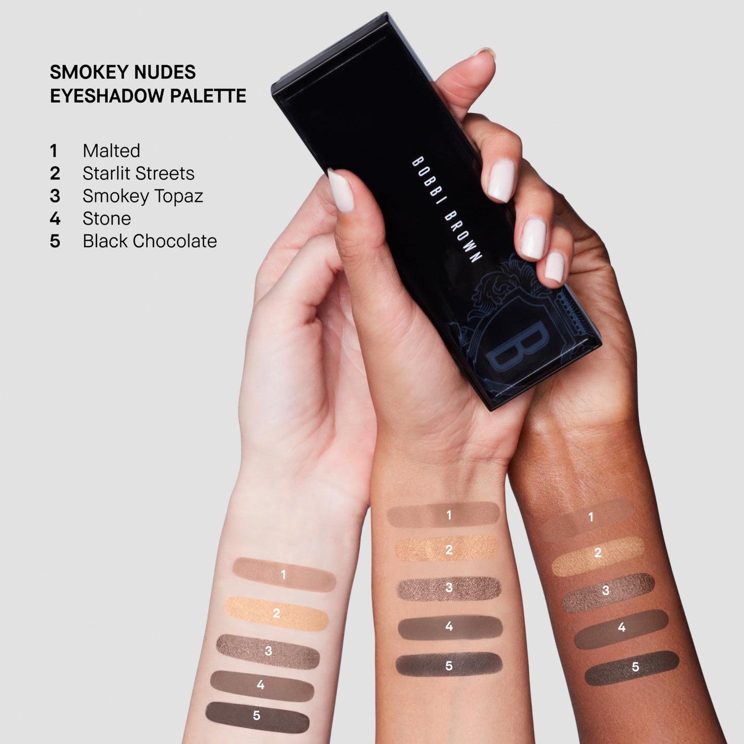 Bobbi Brown All Nudes Eyeshadow Palette | 5-Shade Matte & Metallic Neutral Eyeshadow Palette for All Skin Tones with Richly Pigmented Shades in Complementary Colors, Smokey Nudes, 0.04 Ounce