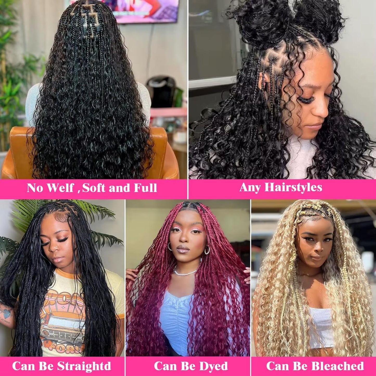 Human Braiding Hair, 18 Inch Deep Water Wave Bulk Human Hair for Braiding 12A No Weft 100% Brazilian Virgin Curly Human Hair for Boho Knotless Braids 1 Bundles/Pack 50g Natural Color
