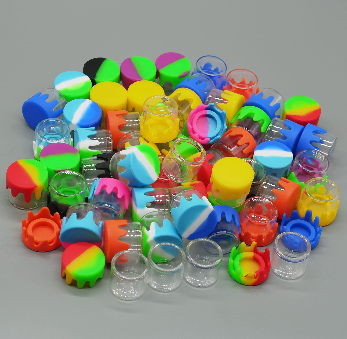 KUVIS 6ml Silicone Glass Wax Containers Airtight with Silicone Lid Concentrate Jar Multi Use (100)