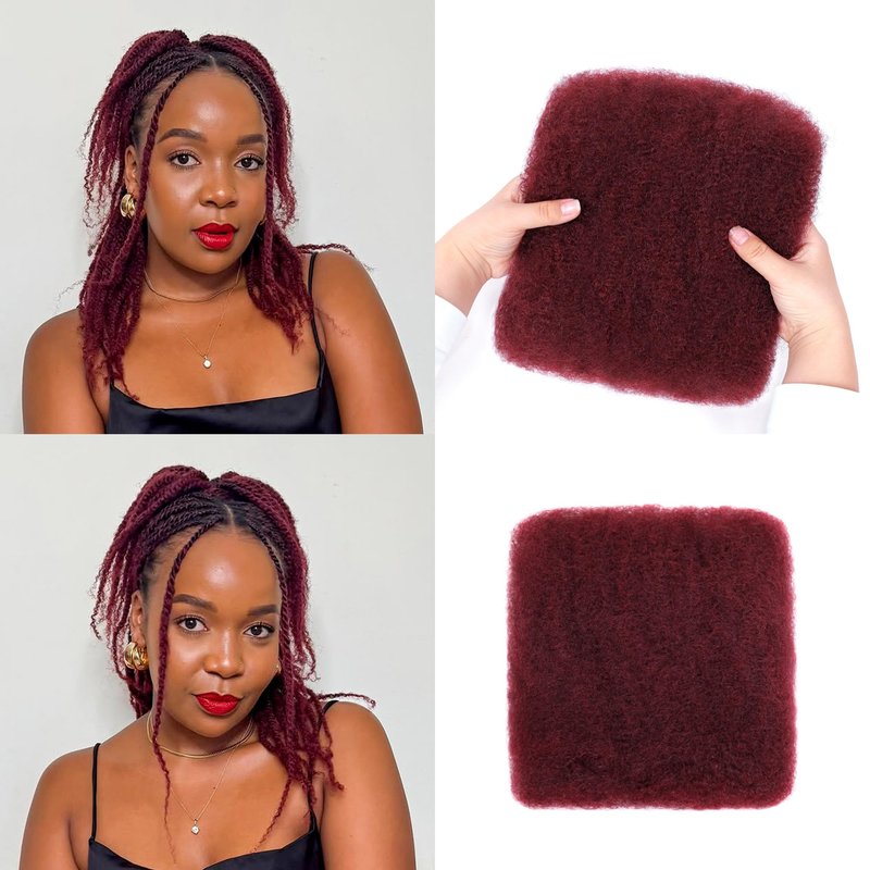 Afro Kinkys Bulk Human Hair -100% Real Human Hair for Mini Twist, Braiding, Loc Extensions & Crochet, Kinky Curly Hair Bundles, Natural Afro Bulk for Dreadlocks(99J, 16 Inch(Pack of 1))