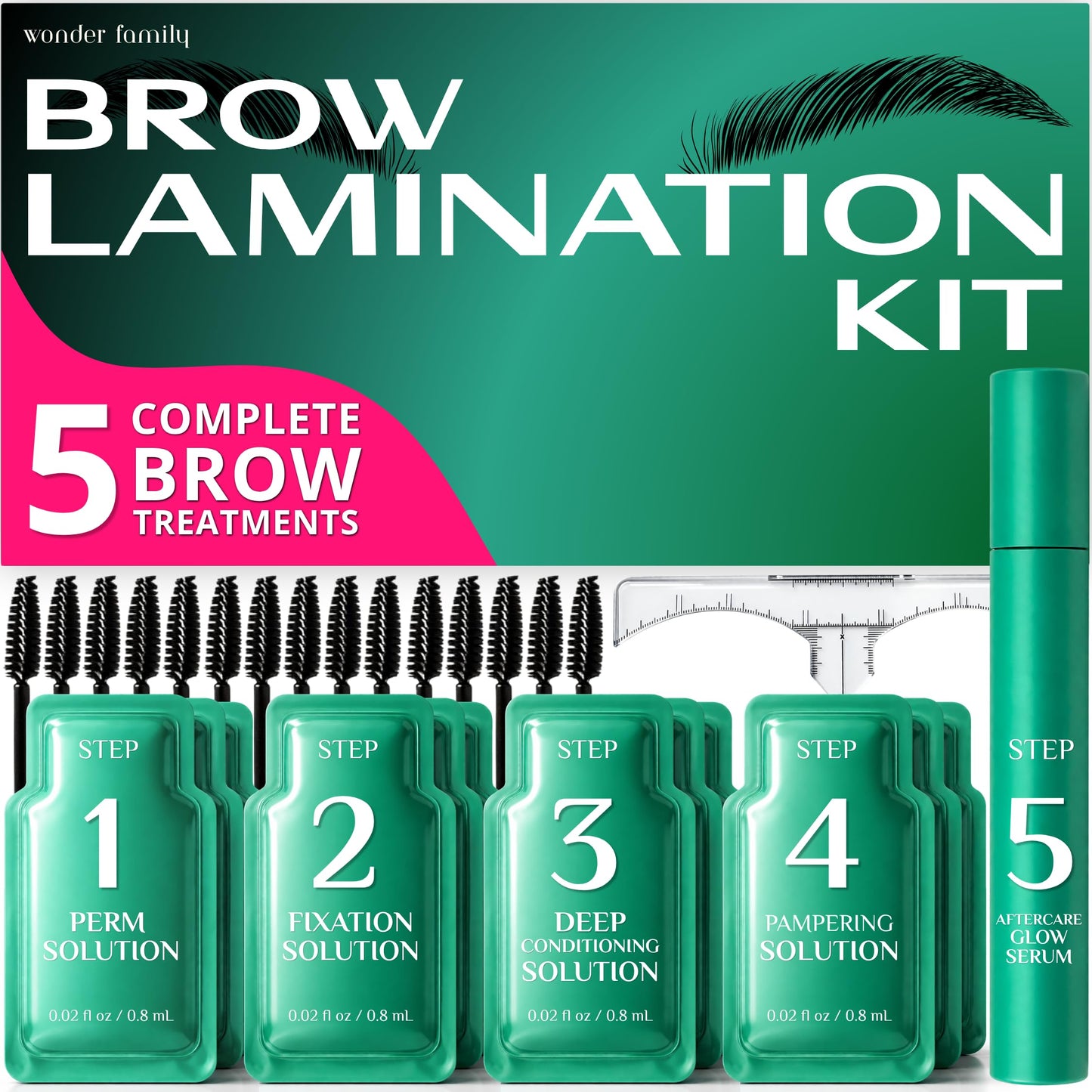 Brow Lamination Kit – 5 DIY Brow Lift Treatments, Up to 6 Weeks Results