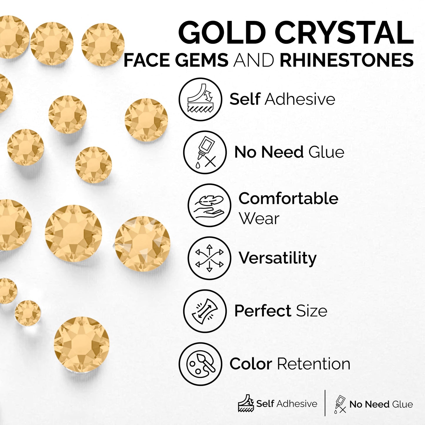 3 PCS Face Gems – Face Jewels - Self-Adhesive Rhinestone Face Jewels for Makeup, Party & Rave Looks - Eye Gems, Face Glitter, Self- Adhesive Festival Gems Festival, Glitter Tattoo, Face Gems
