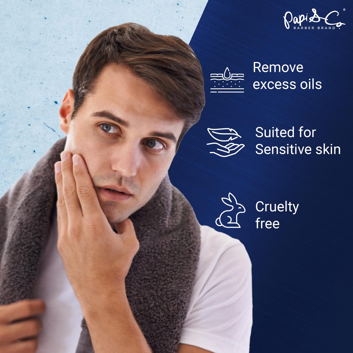 PAPI & CO. - Men's Beard & Face Wash - Deep Cleansing Gel Facial Cleanser - Hydrating Purifying Exfoliating Beard Wash - Moisturizing Conditioner for Itching Relief - Sulfate & Paraben- Free - 4.2 oz