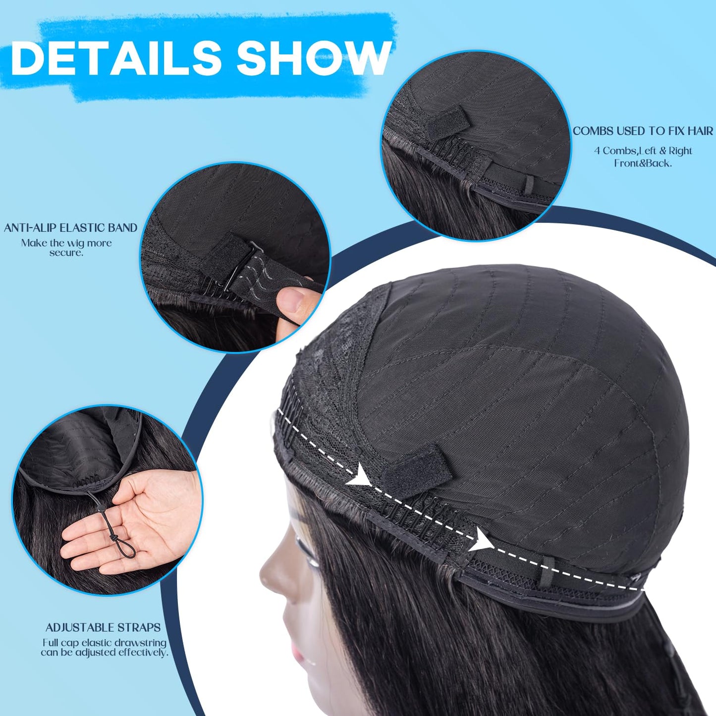 3 in 1 Half Wig Kinky Straight/Kinky curly synthetic for Women 200% Density Glueless Wear No Lace Flip Over Half Wig Seamless Clip In Wigs (20 inch KST)
