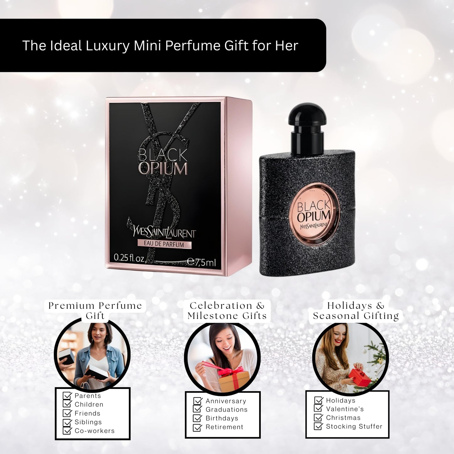 Yves Saint Laurent Black Opium Perfume for Women Mini EDP Splash 0.25 Ounce