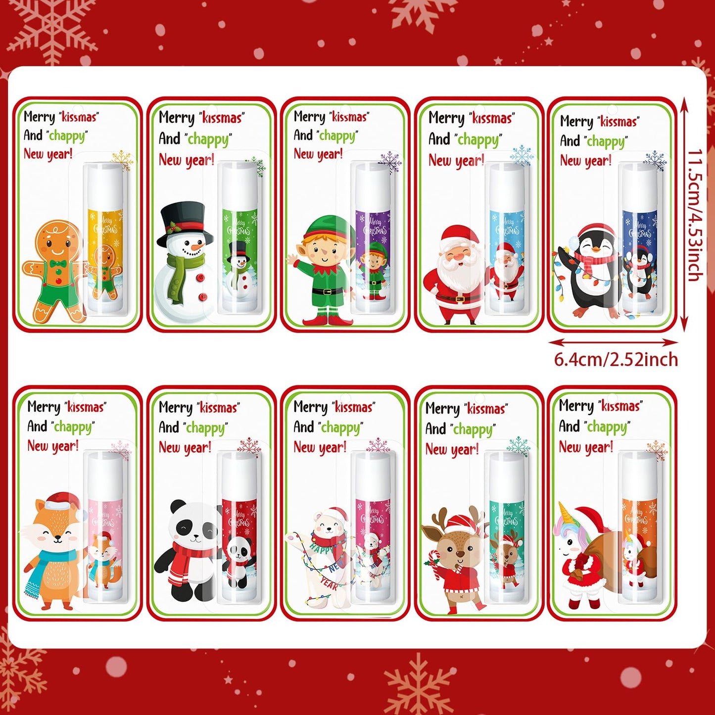 Sacubee 80 Pack Christmas Lip Balms Bulk Christmas Party Gifts Favors Stocking Stuffers Holiday Lip Balms Employee Staff Team Appreciation Gifts Thank You for Teacher Coworkers (Cute)