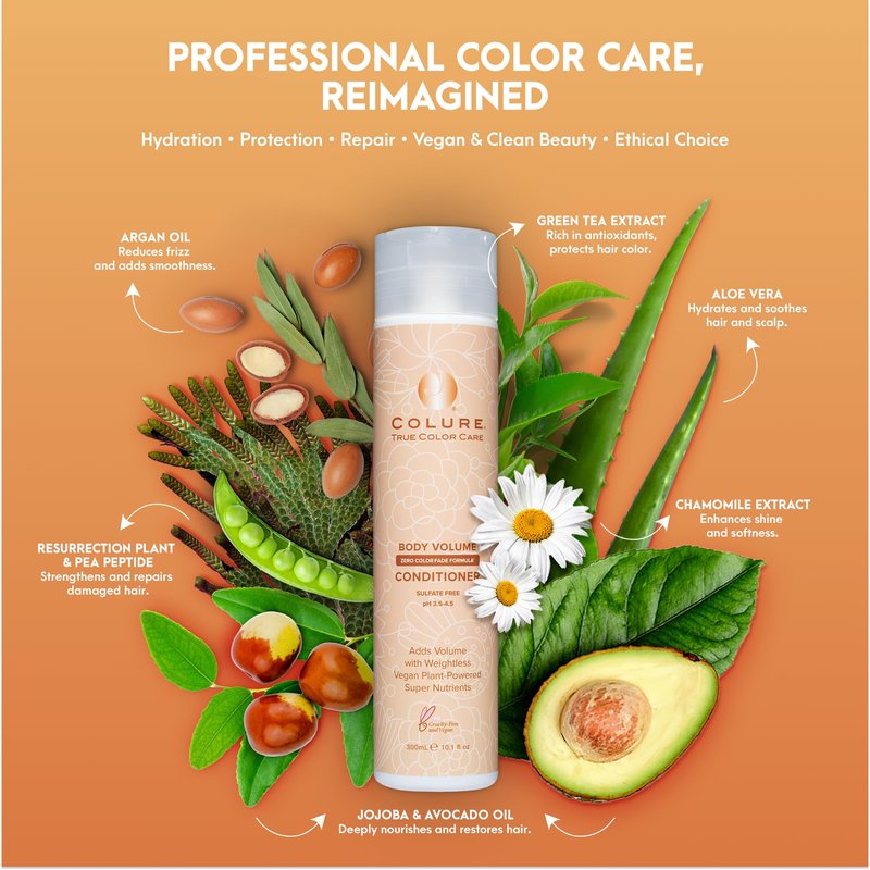COLURE Body Volume Conditioner, 10 Fl Oz – Weightless Thickening Hair Treatment for Fine Damaged Hair, Vegan Hydrating