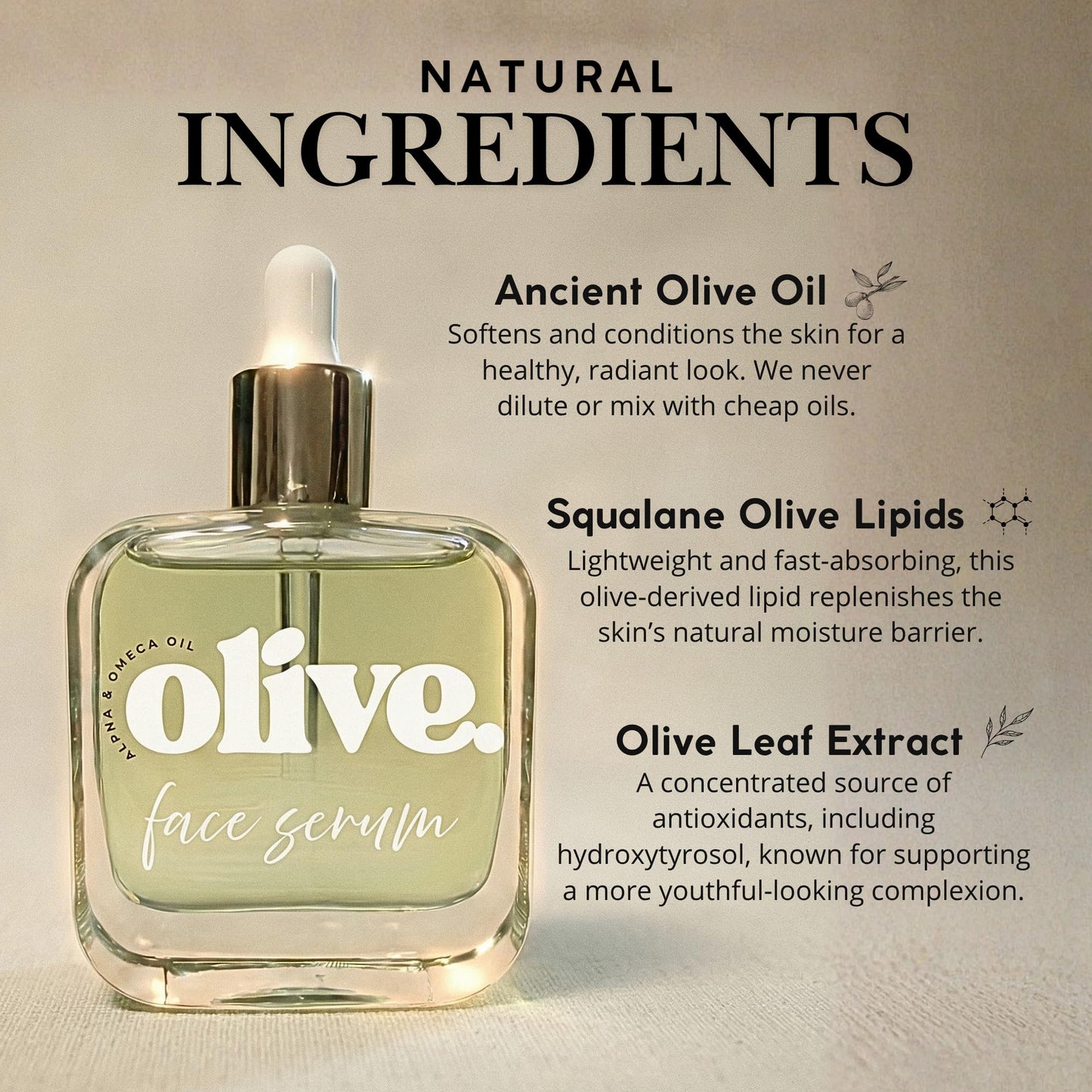 Olive Oil Face Serum | Small‑Batch Facial Oil | 1885 California Orchard | For Sensitive & Dry Skin | Squalane & Olive Leaf Extract | Lightweight, Fast‑Absorbing, Hydroxytyrosol‑Rich Hydration