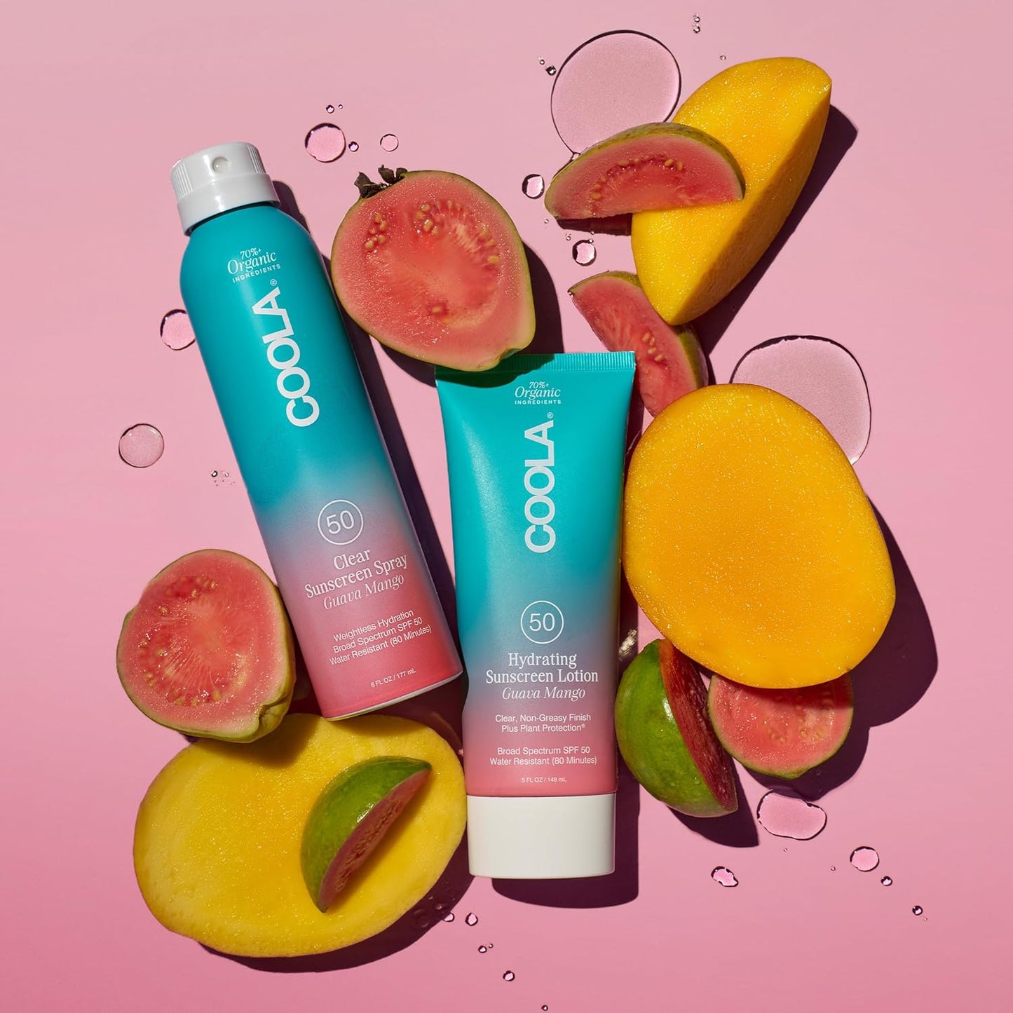 COOLA Organic Sunscreen SPF 50 - Vegan Sunblock Spray for Daily Skin Protection | Guava Mango Scent