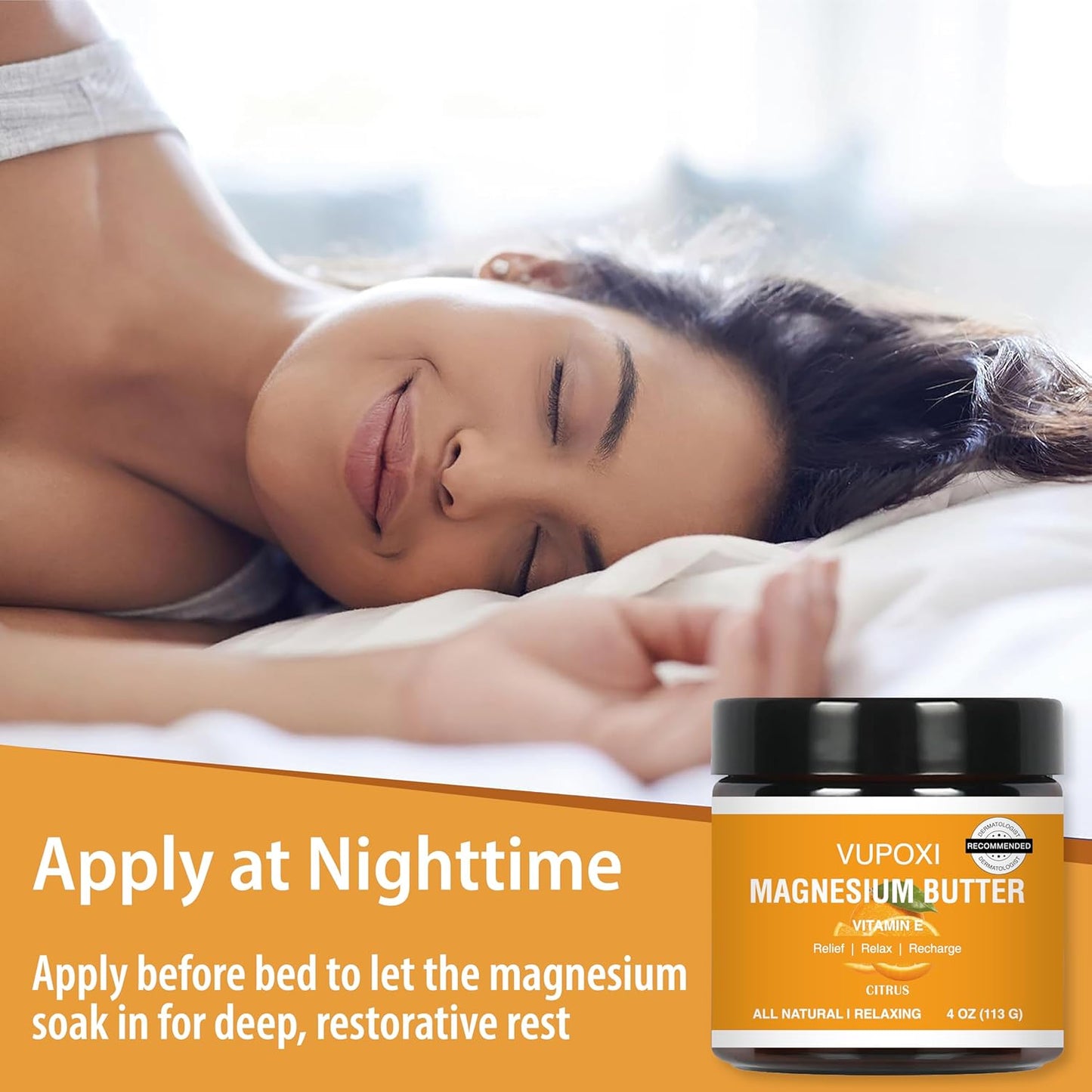 Magnesium Cream for Sleep & Muscle Relief - Soothing Topical Lotion with Vitamin E & Shea Butter | 4 fl oz, Citrus Scent