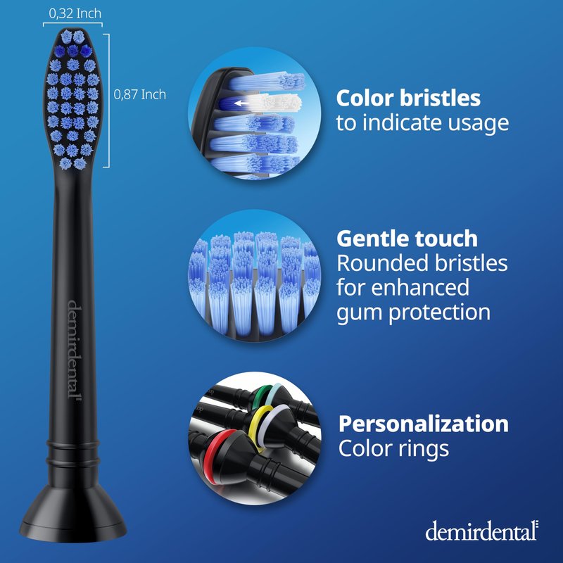 Replacement Heads - Compatible with Philips Sonicare Replacement Heads - Medium Replacement Toothbrush Head - Replaces HX6015/03 SimplyClean Toothbrush Heads - Black - 8 Pcs