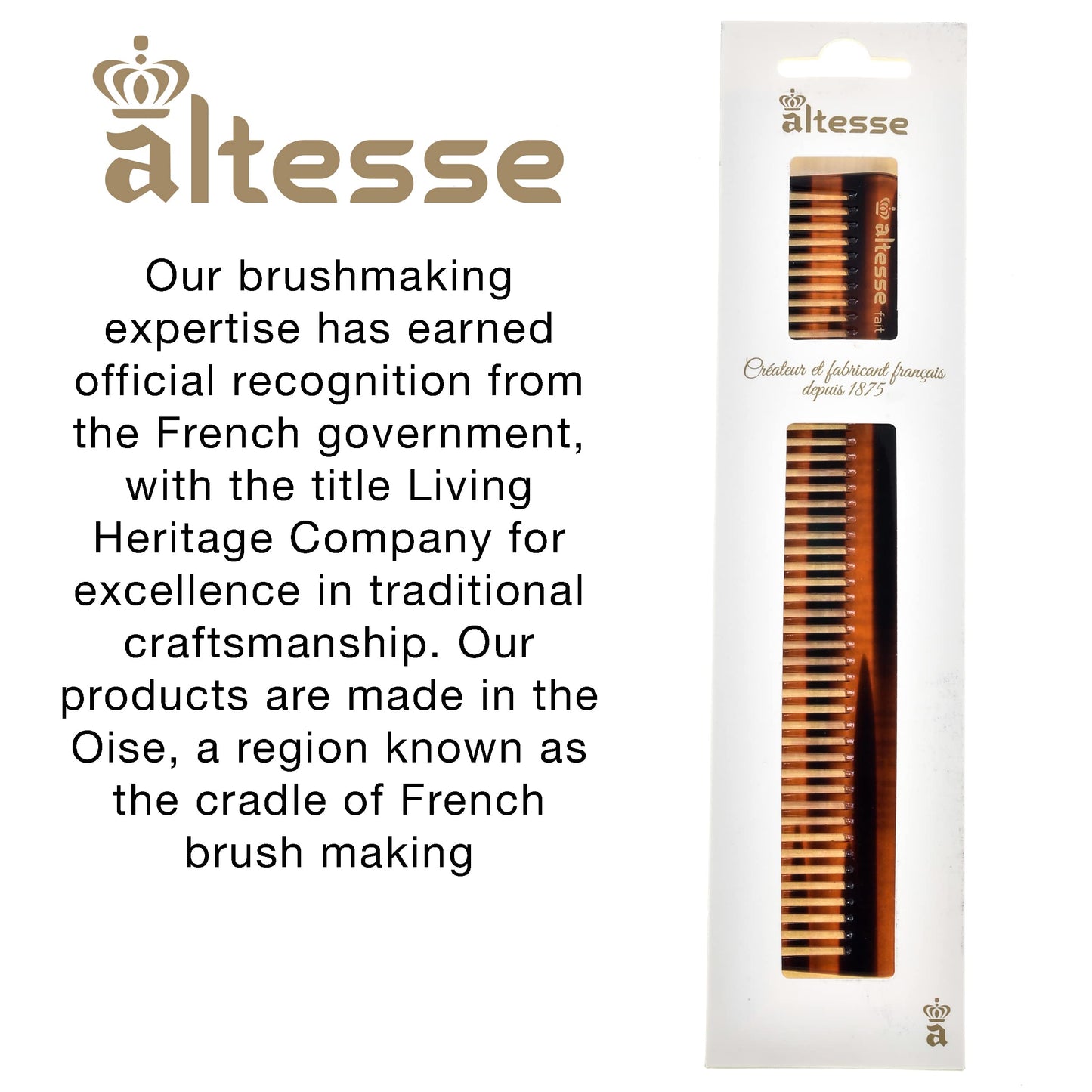 Altesse 11011 Wide Tooth Comb Detangler and Curl Defining Comb for Women, Hair Detangler Combs for Women, All Wide Teeth Acetate Large Dresser Comb or Mens Beard Detangling Comb Handmade in France
