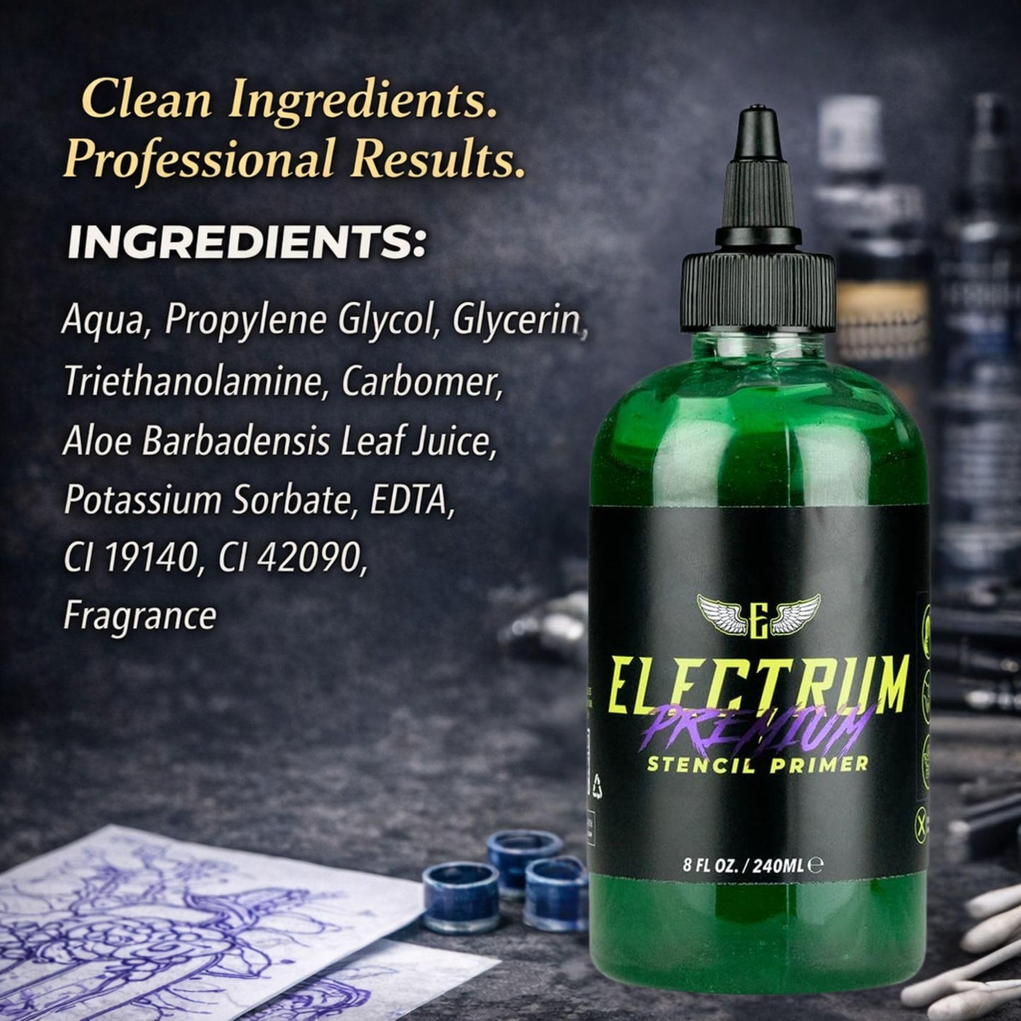 Electrum Tattoo Stencil Gel Solution Premium Transfer Gel 8 oz (Stencil Gel)