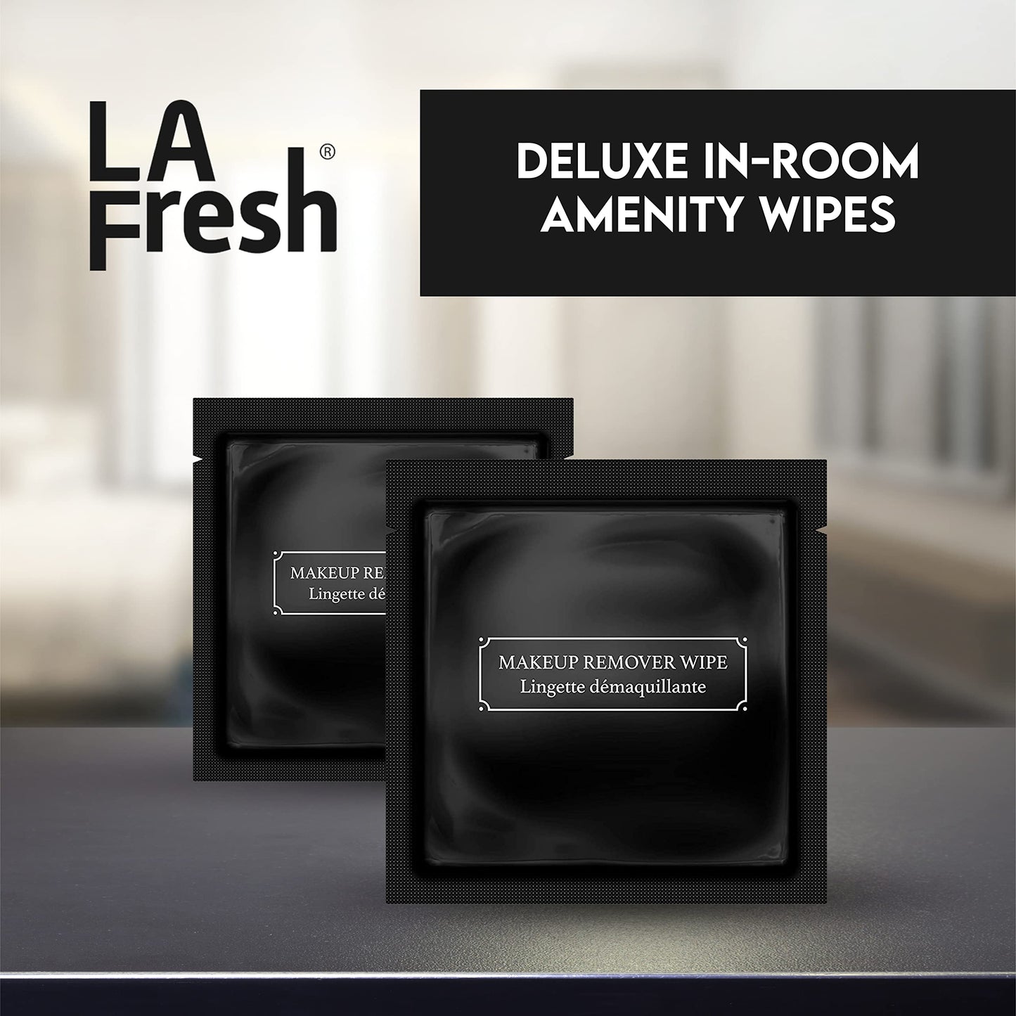La Fresh Hotel Premium Paraben-Free Makeup Remover Wipes - Black, Light Flora Scent 8x6" Wet Wipes - 50 Wipes, Travel Essentials