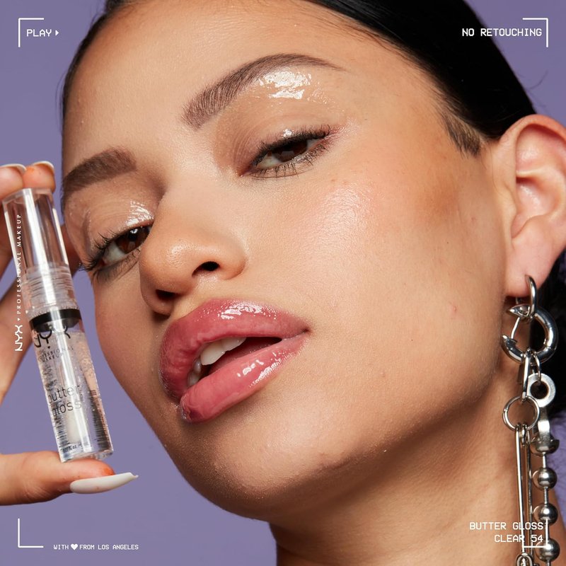 NYX Butter Gloss - Non-Sticky Clear Lip Gloss for Smooth Shine | Sugar Glass