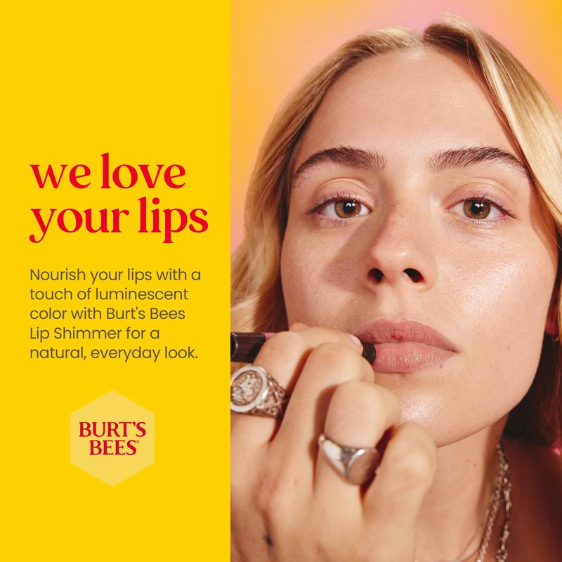 Burt's Bees Lip Balm Spring Gifts, 3 Nourishing Lip Care Shimmers for All Day Glow, Kissable Color Spring Gift Set -Peony, Fig & Rhubarb (Packaging May Vary)