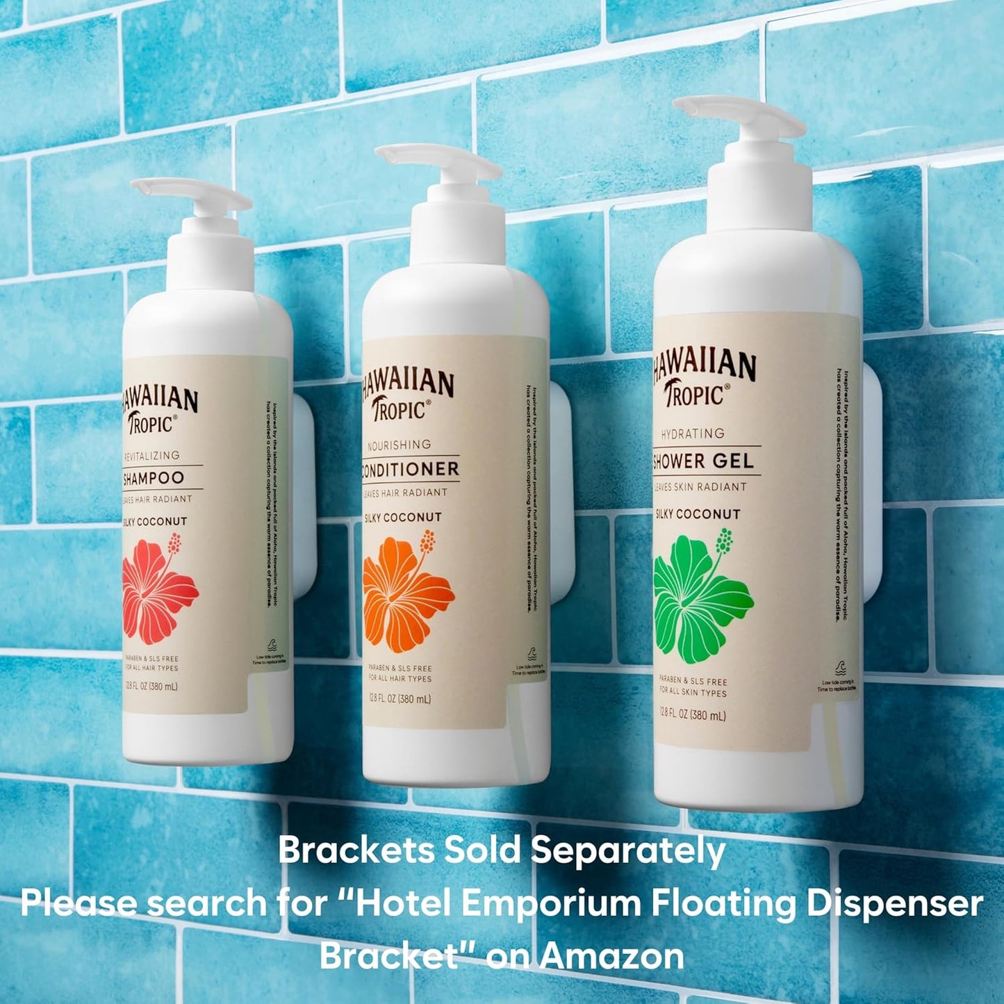 Hawaiian Tropic Silky Coconut Shampoo - SLS Free Bulk Hotel Amenities | 5 x 380ml Bottles for Airbnb & Vacation Rentals