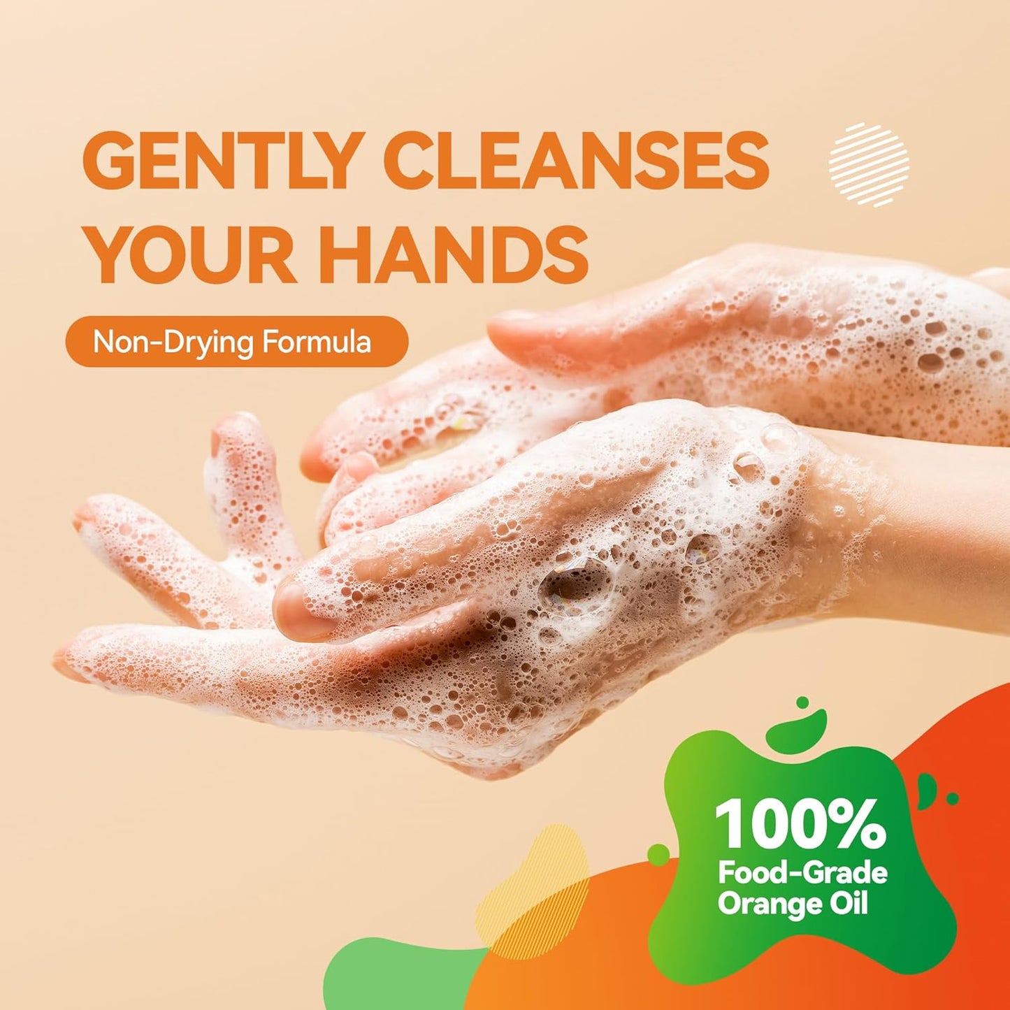 Natural Liquid Hand Soap - Food-Grade Orange Oil, Moisturizing & Hypoallergenic | 12 Fl Oz (3 Pack)